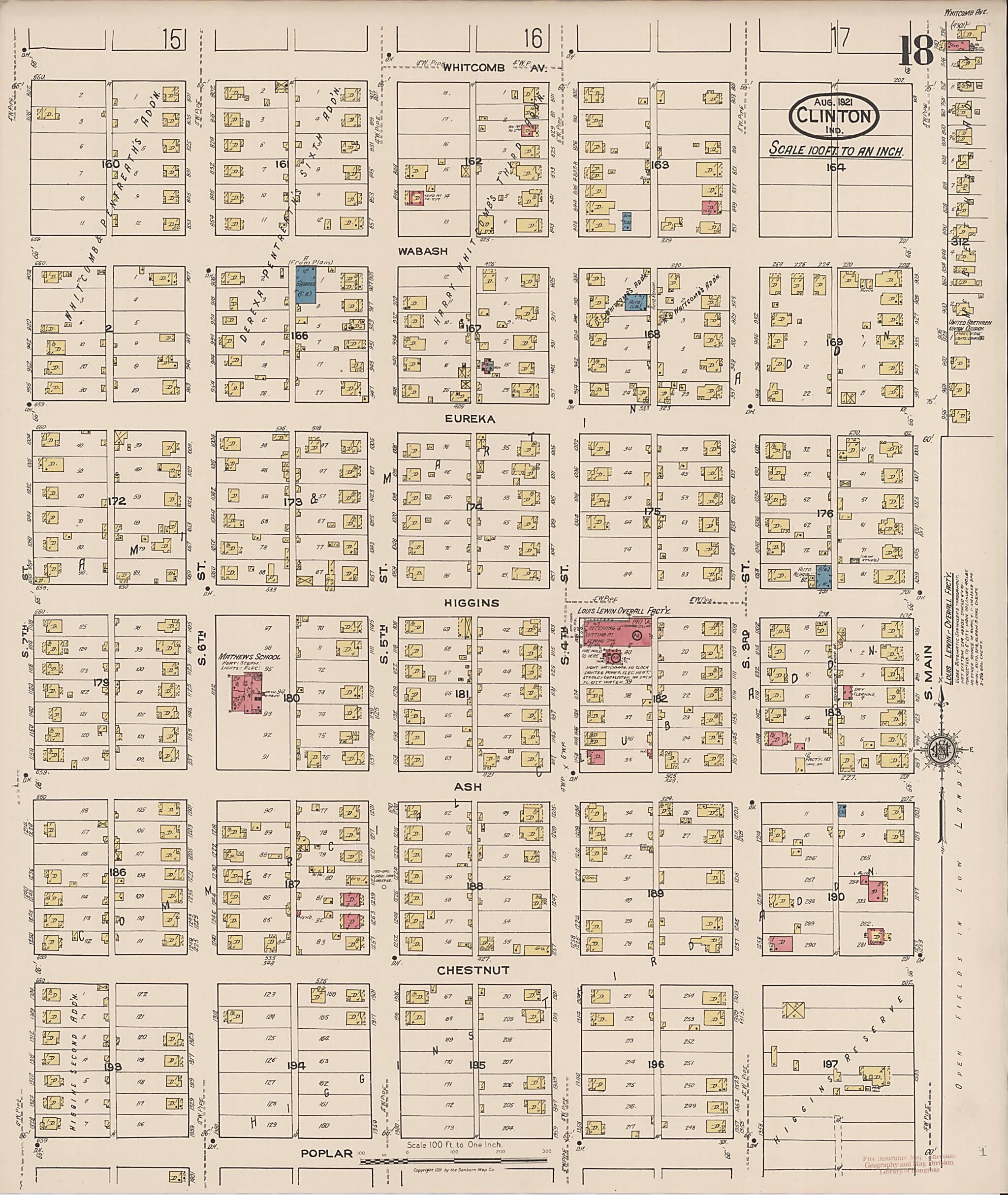 This old map of Clinton, Vermillion County, Indiana was created by Sanborn Map Company in 1921