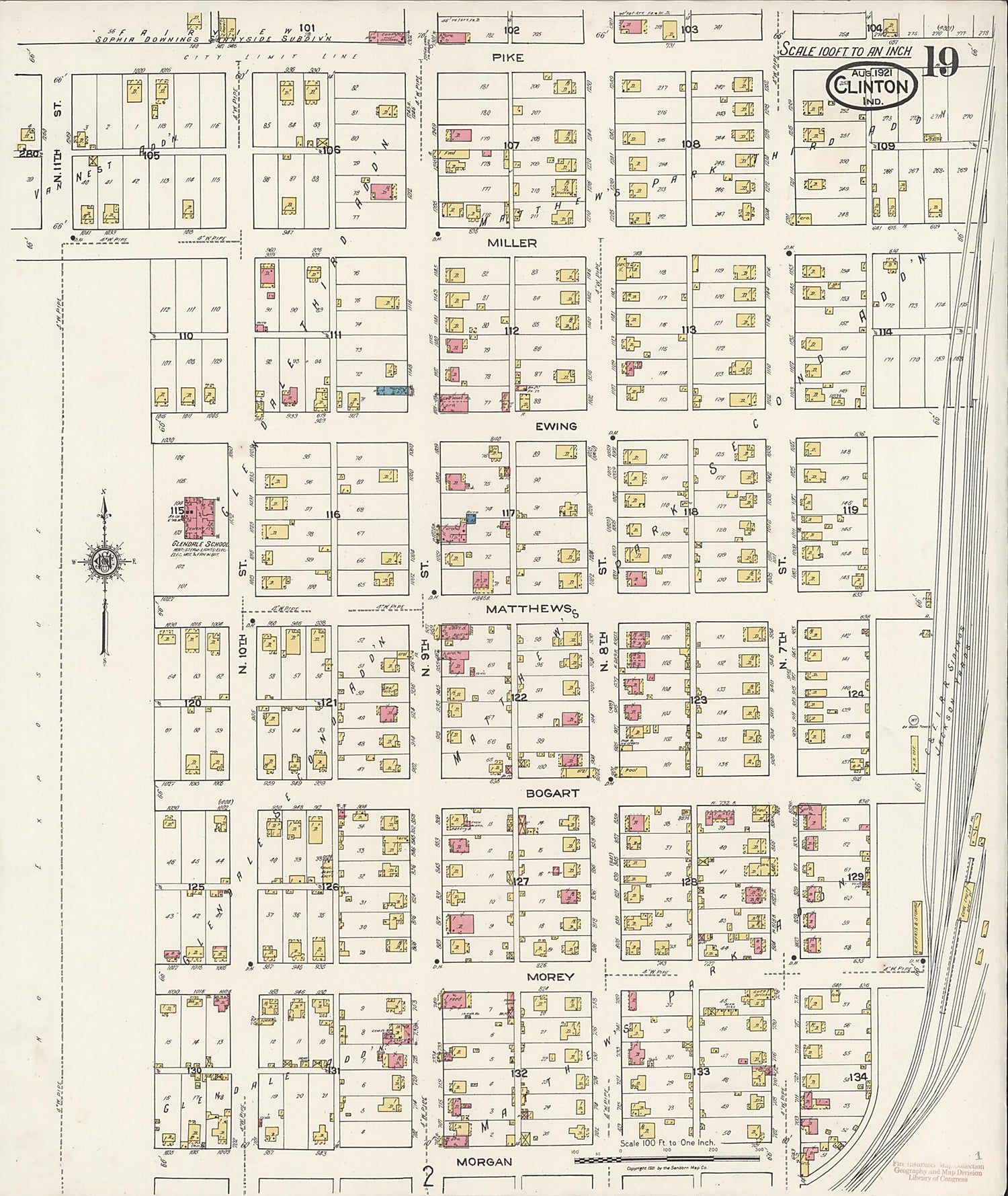 This old map of Clinton, Vermillion County, Indiana was created by Sanborn Map Company in 1921