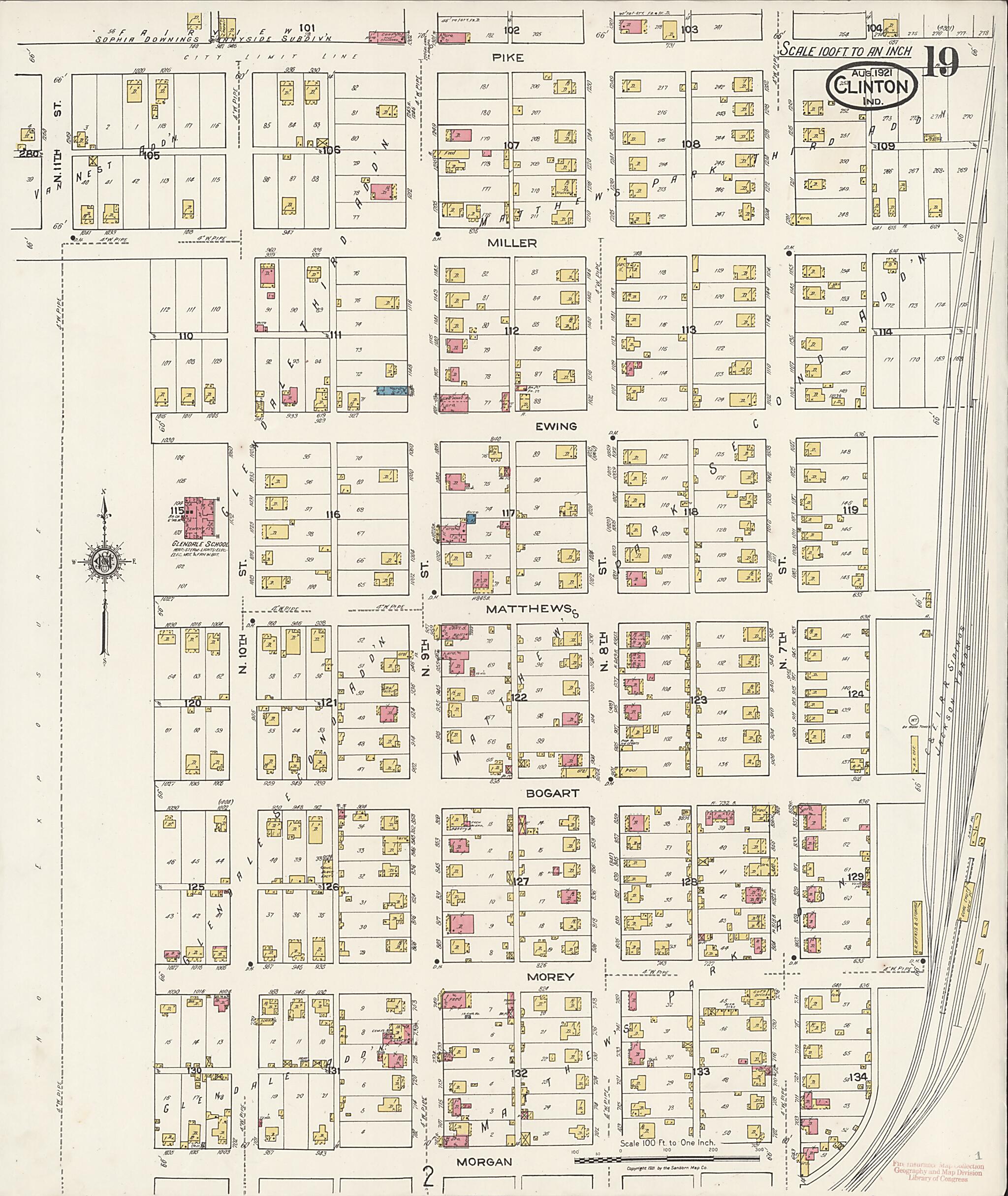 This old map of Clinton, Vermillion County, Indiana was created by Sanborn Map Company in 1921