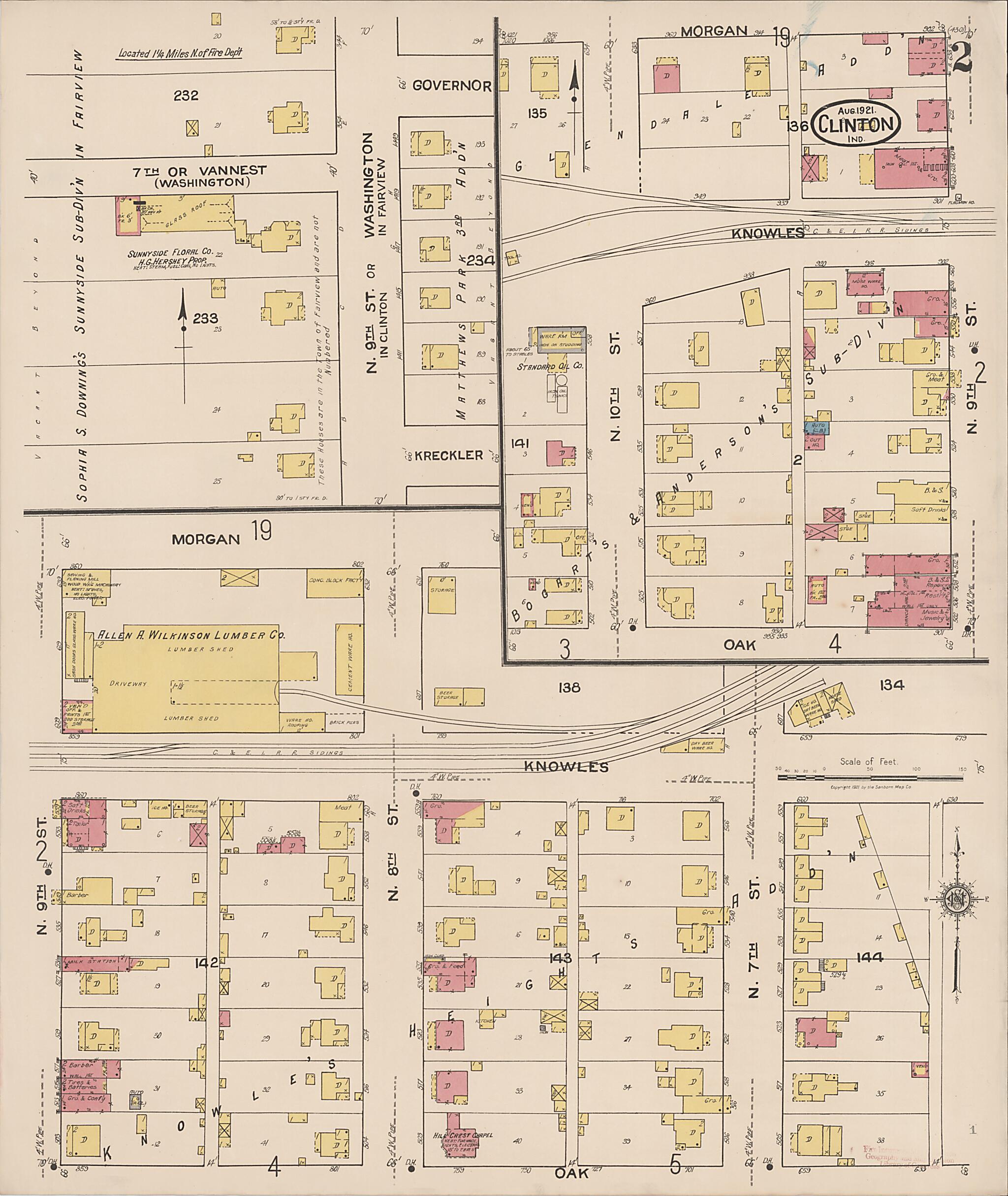 This old map of Clinton, Vermillion County, Indiana was created by Sanborn Map Company in 1921