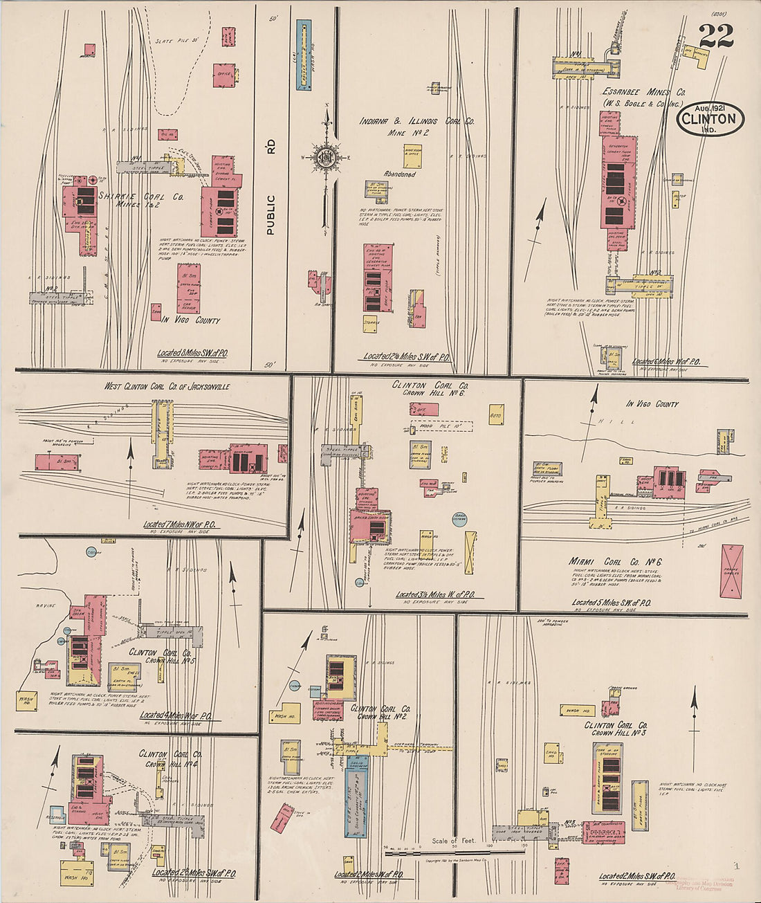 This old map of Clinton, Vermillion County, Indiana was created by Sanborn Map Company in 1921