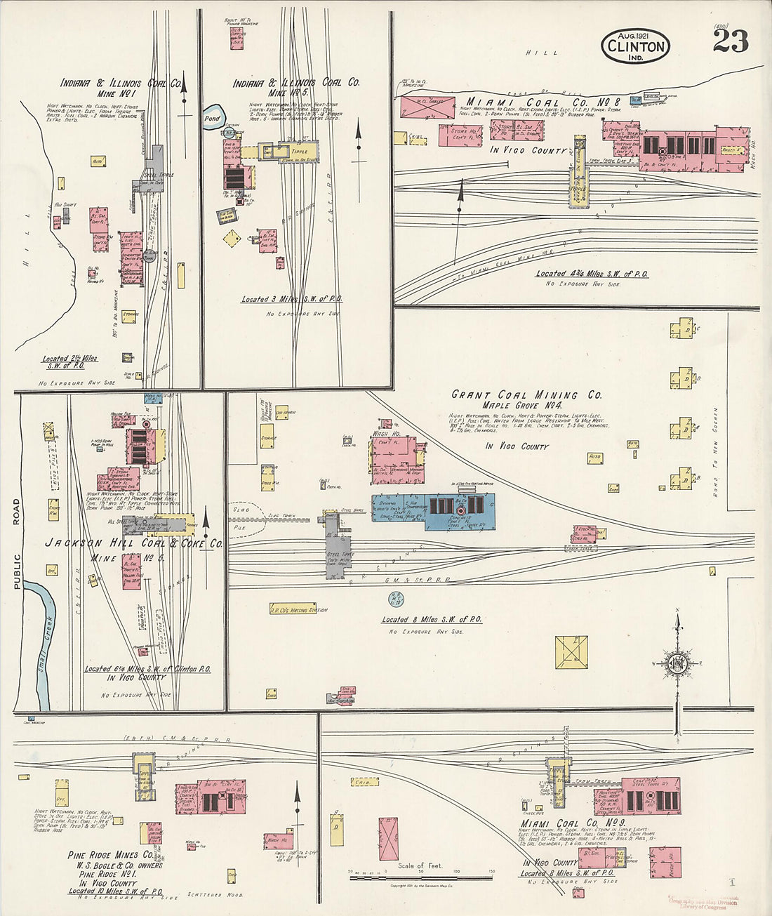 This old map of Clinton, Vermillion County, Indiana was created by Sanborn Map Company in 1921