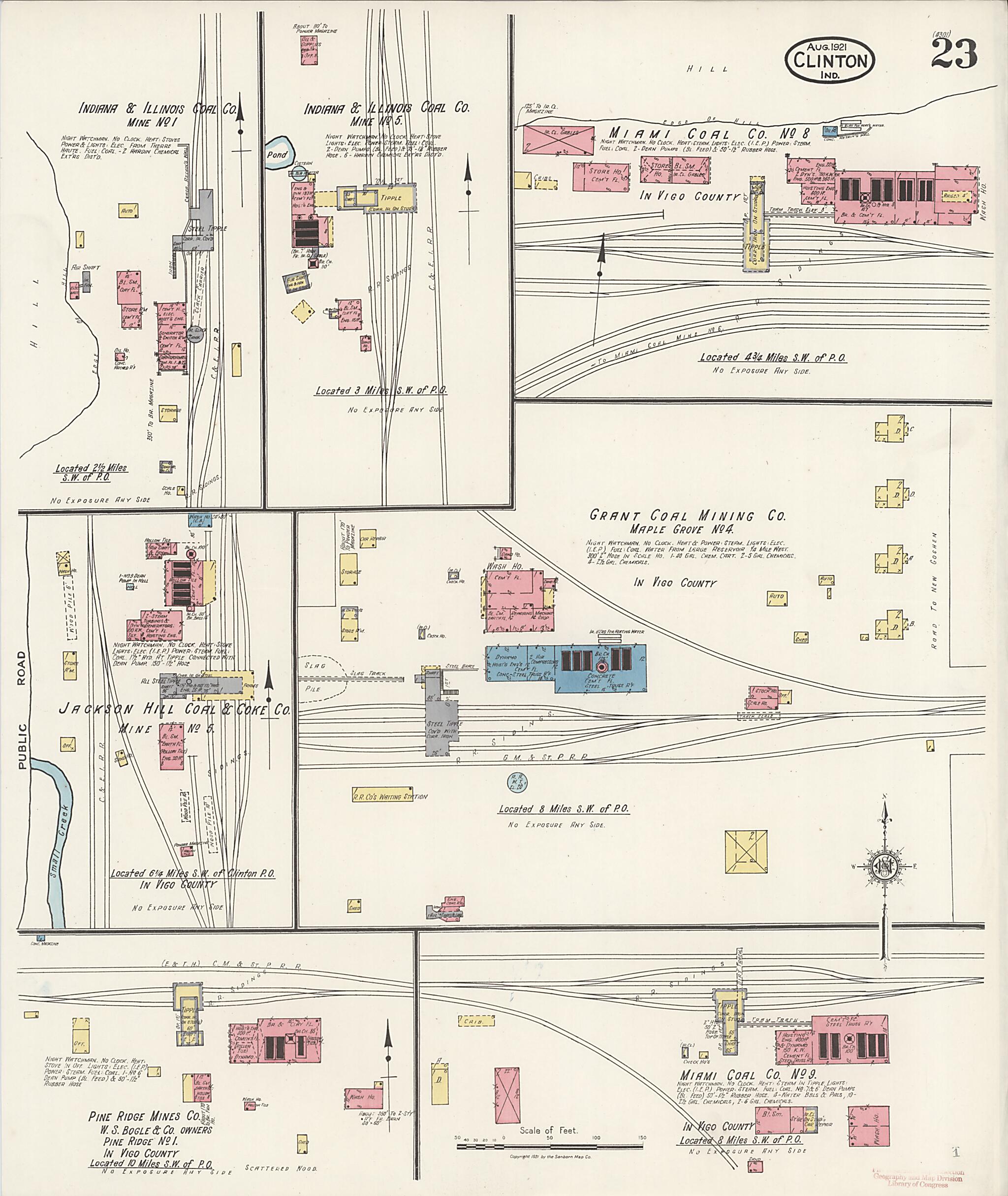 This old map of Clinton, Vermillion County, Indiana was created by Sanborn Map Company in 1921