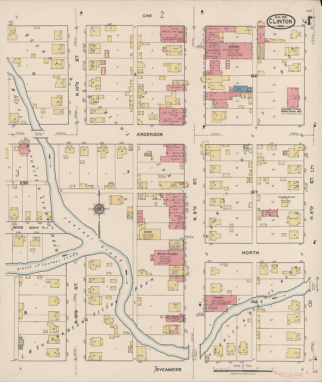 This old map of Clinton, Vermillion County, Indiana was created by Sanborn Map Company in 1921