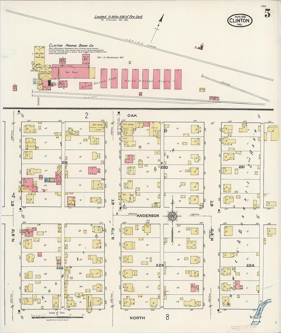 This old map of Clinton, Vermillion County, Indiana was created by Sanborn Map Company in 1921