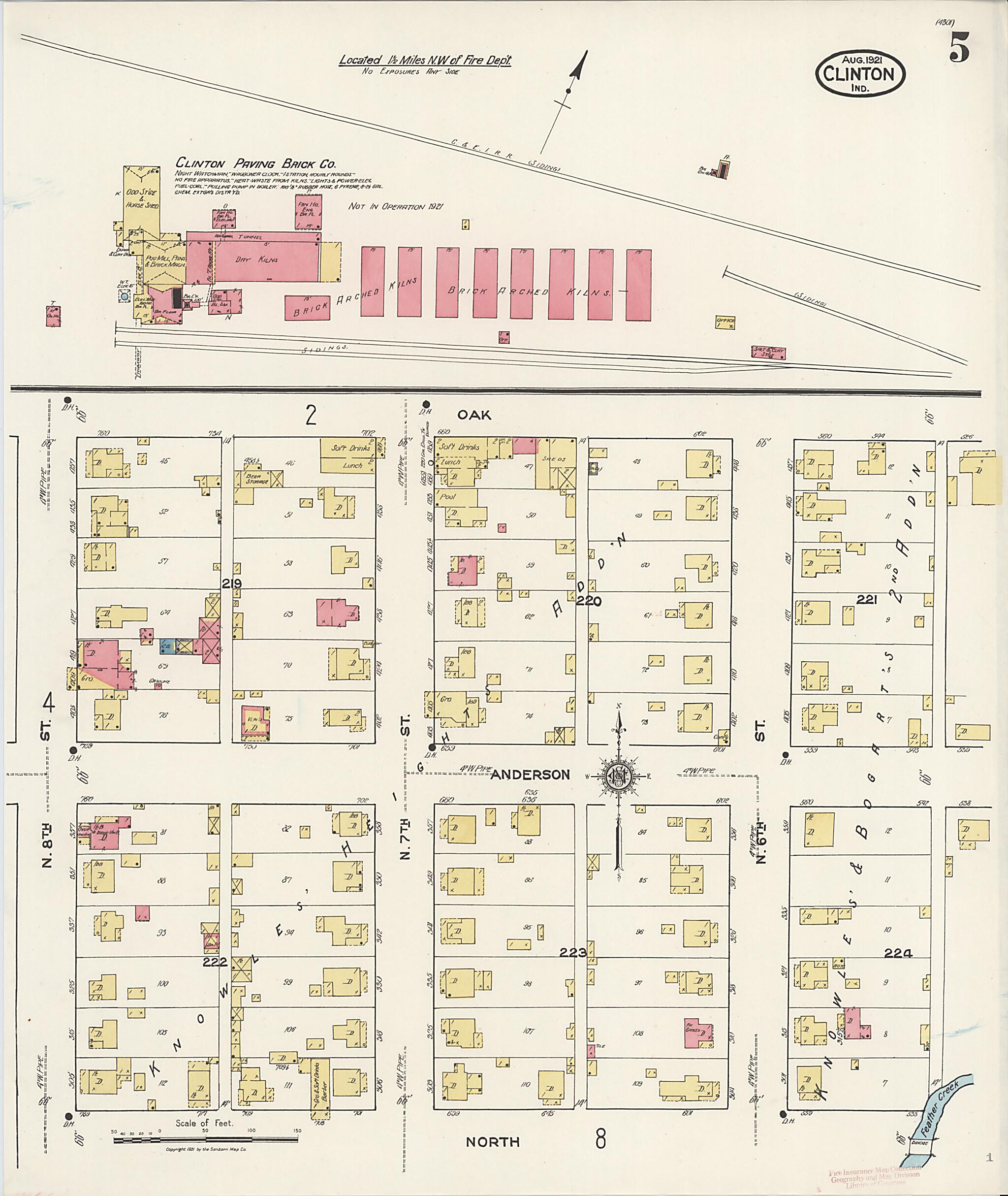 This old map of Clinton, Vermillion County, Indiana was created by Sanborn Map Company in 1921