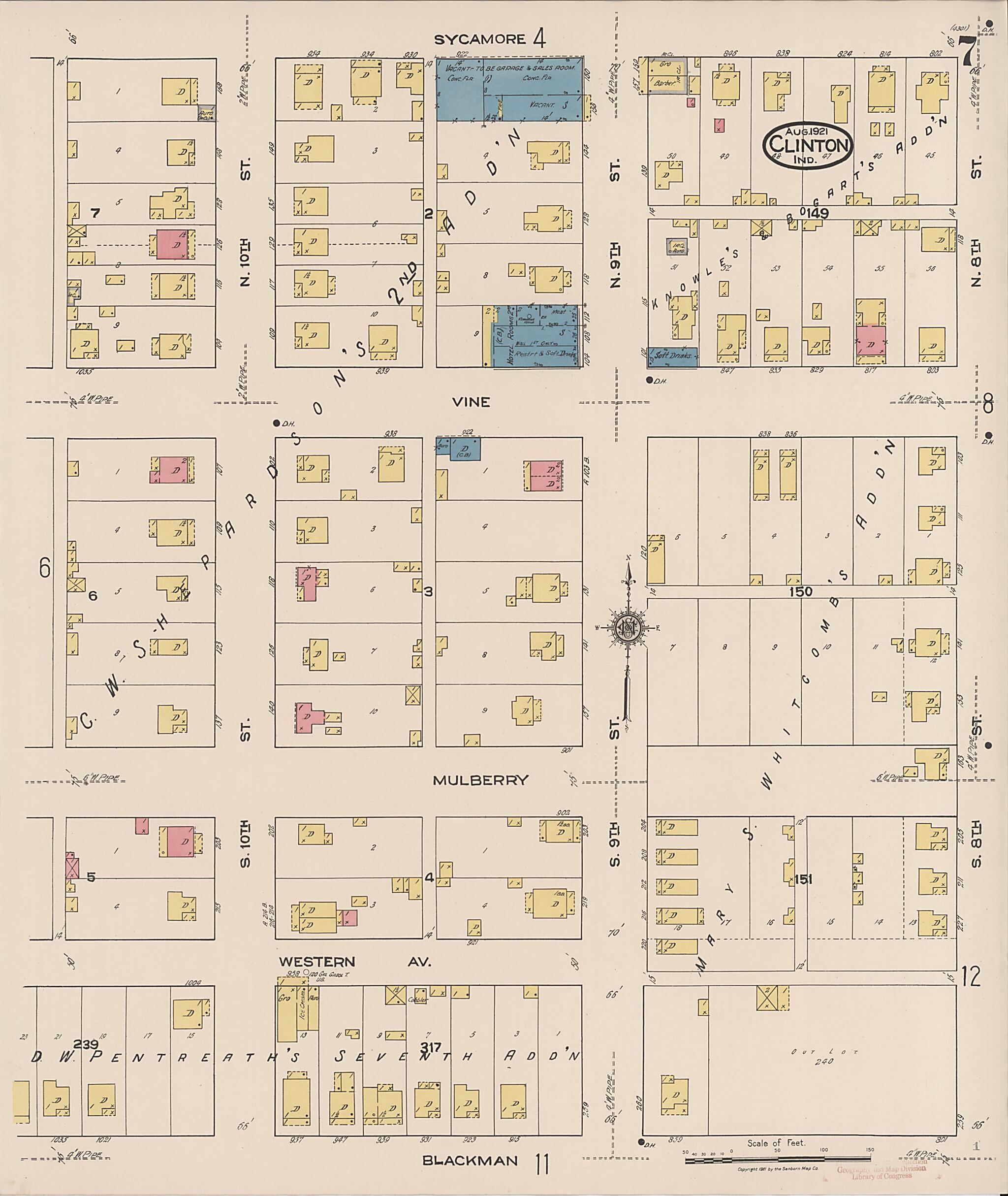 This old map of Clinton, Vermillion County, Indiana was created by Sanborn Map Company in 1921