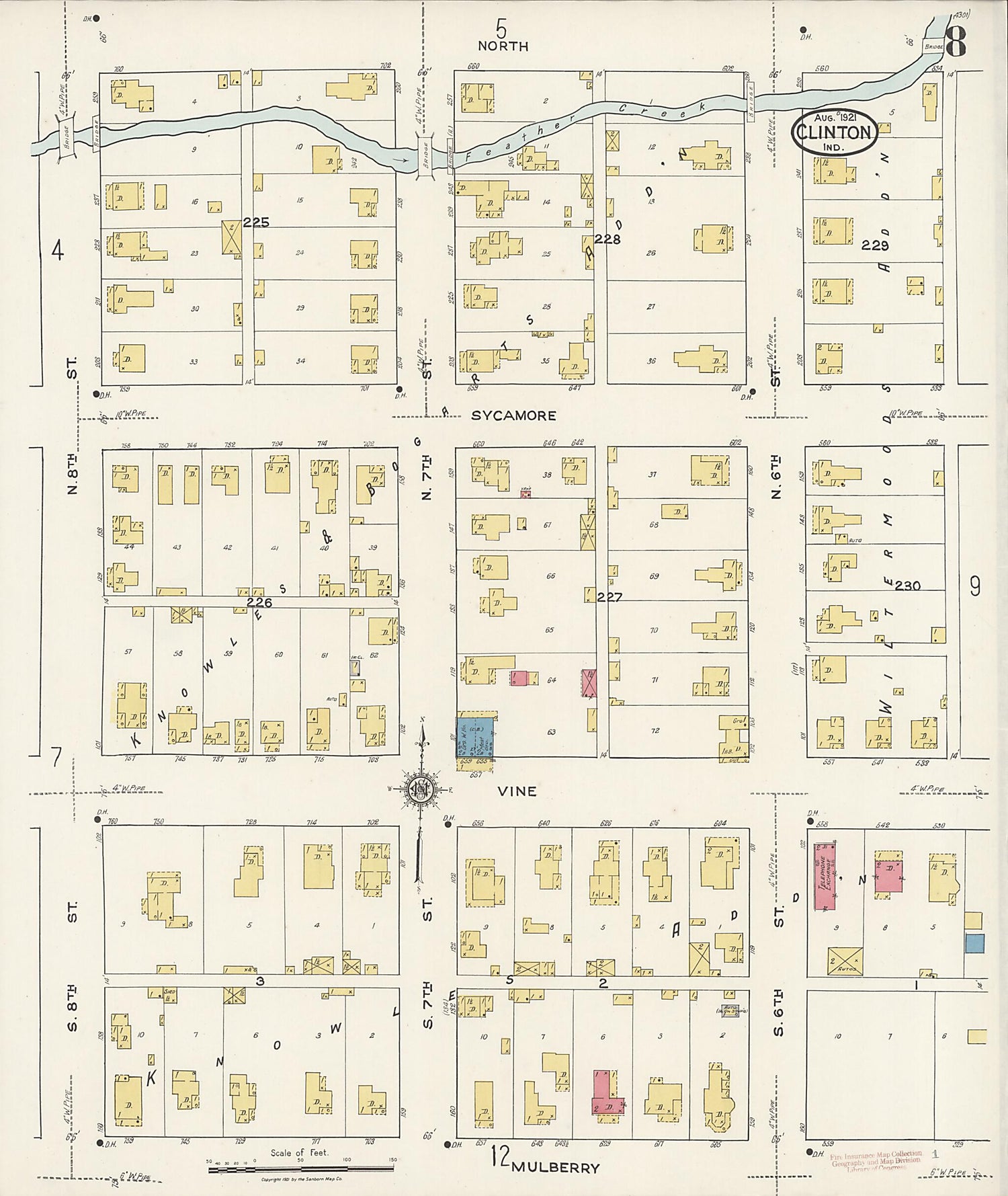 This old map of Clinton, Vermillion County, Indiana was created by Sanborn Map Company in 1921