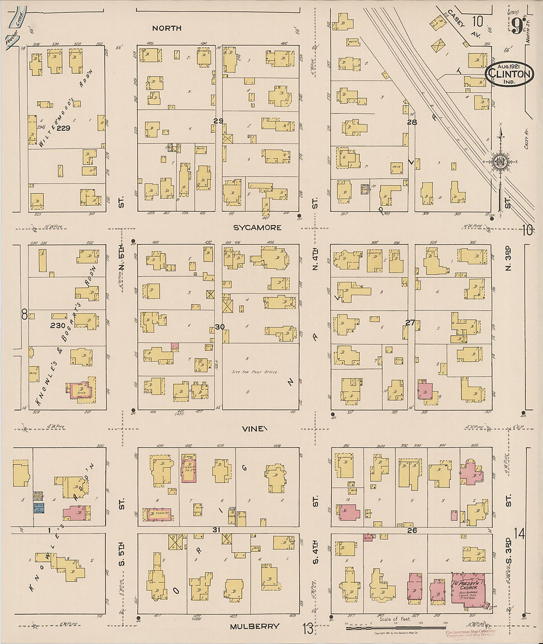 This old map of Clinton, Vermillion County, Indiana was created by Sanborn Map Company in 1921