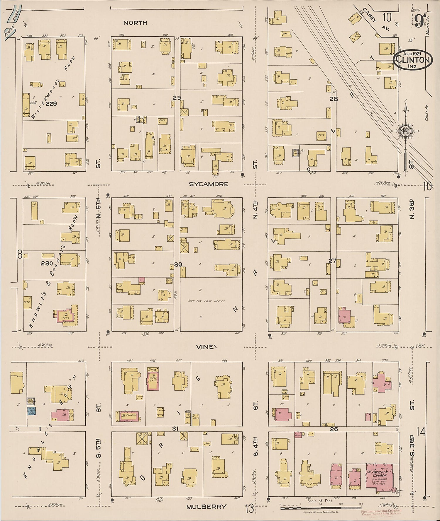 This old map of Clinton, Vermillion County, Indiana was created by Sanborn Map Company in 1921