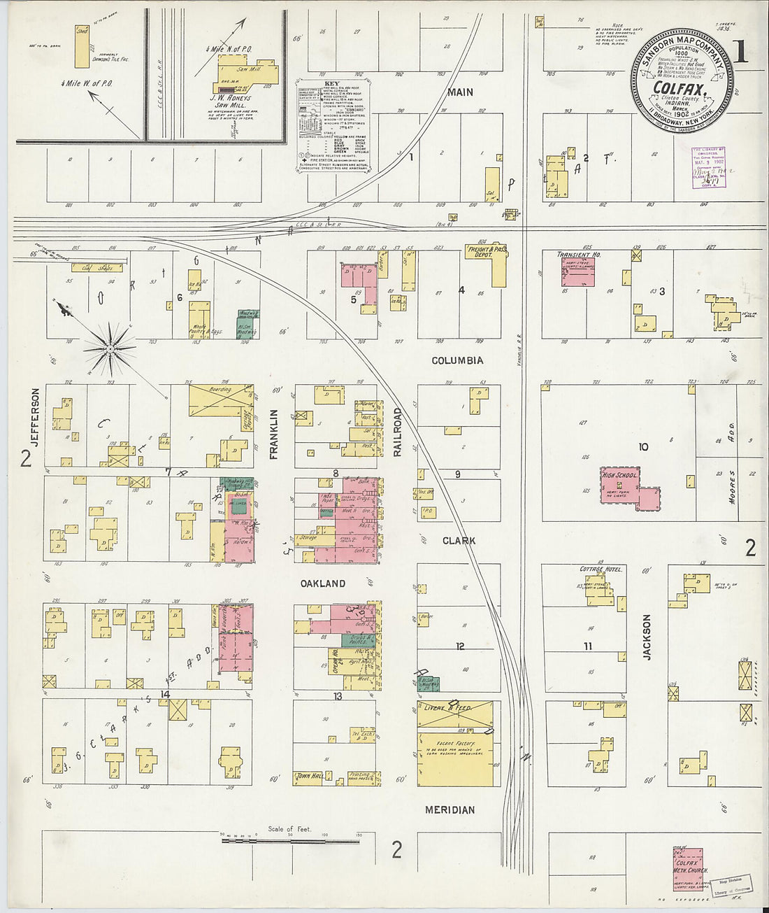 This old map of Colfax, Clinton County, Indiana was created by Sanborn Map Company in 1902