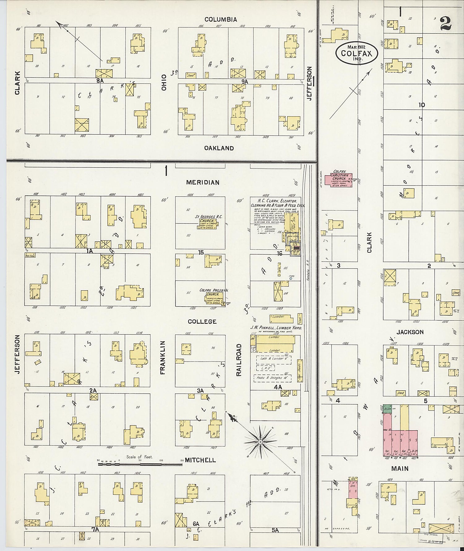 This old map of Colfax, Clinton County, Indiana was created by Sanborn Map Company in 1902