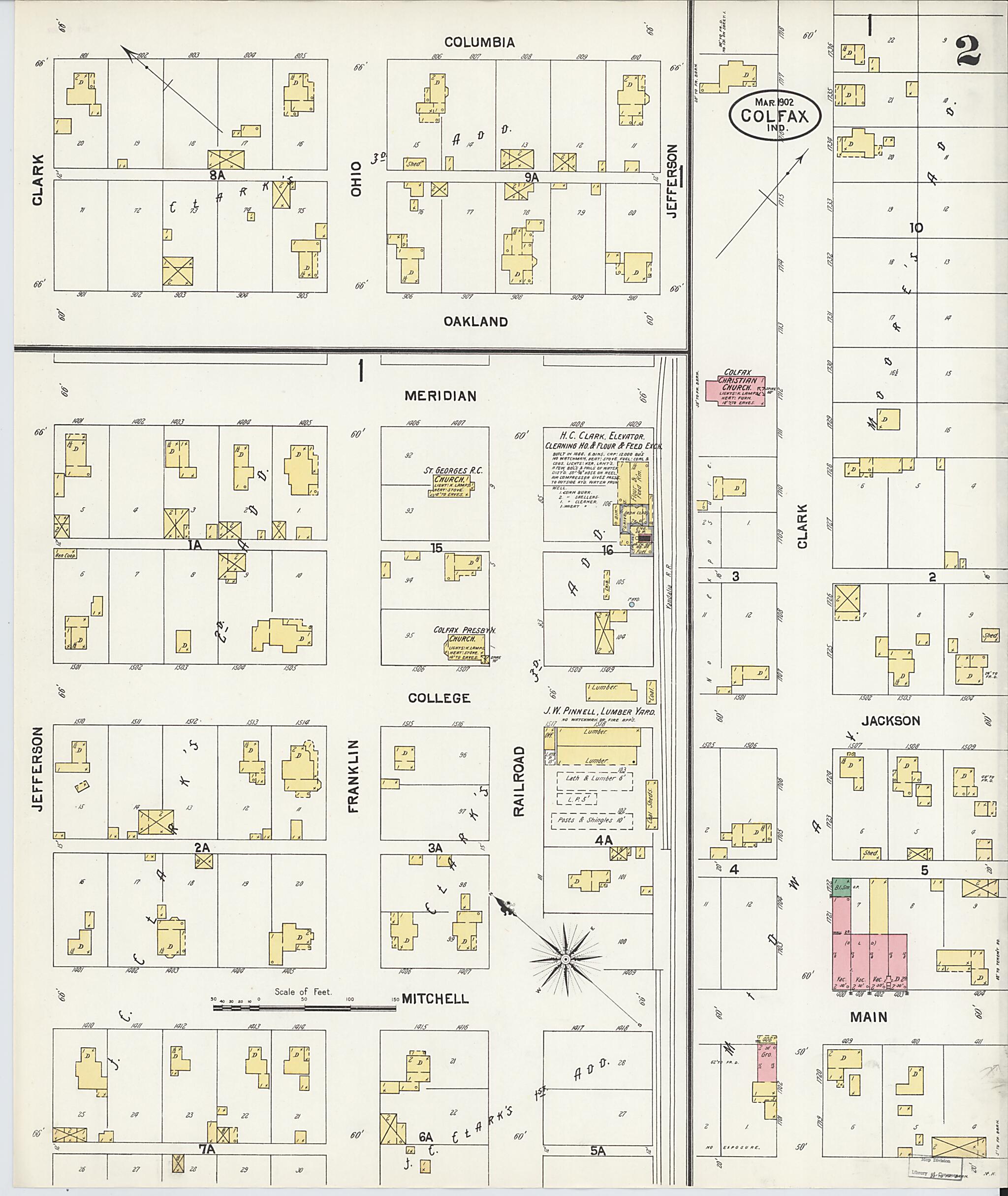 This old map of Colfax, Clinton County, Indiana was created by Sanborn Map Company in 1902