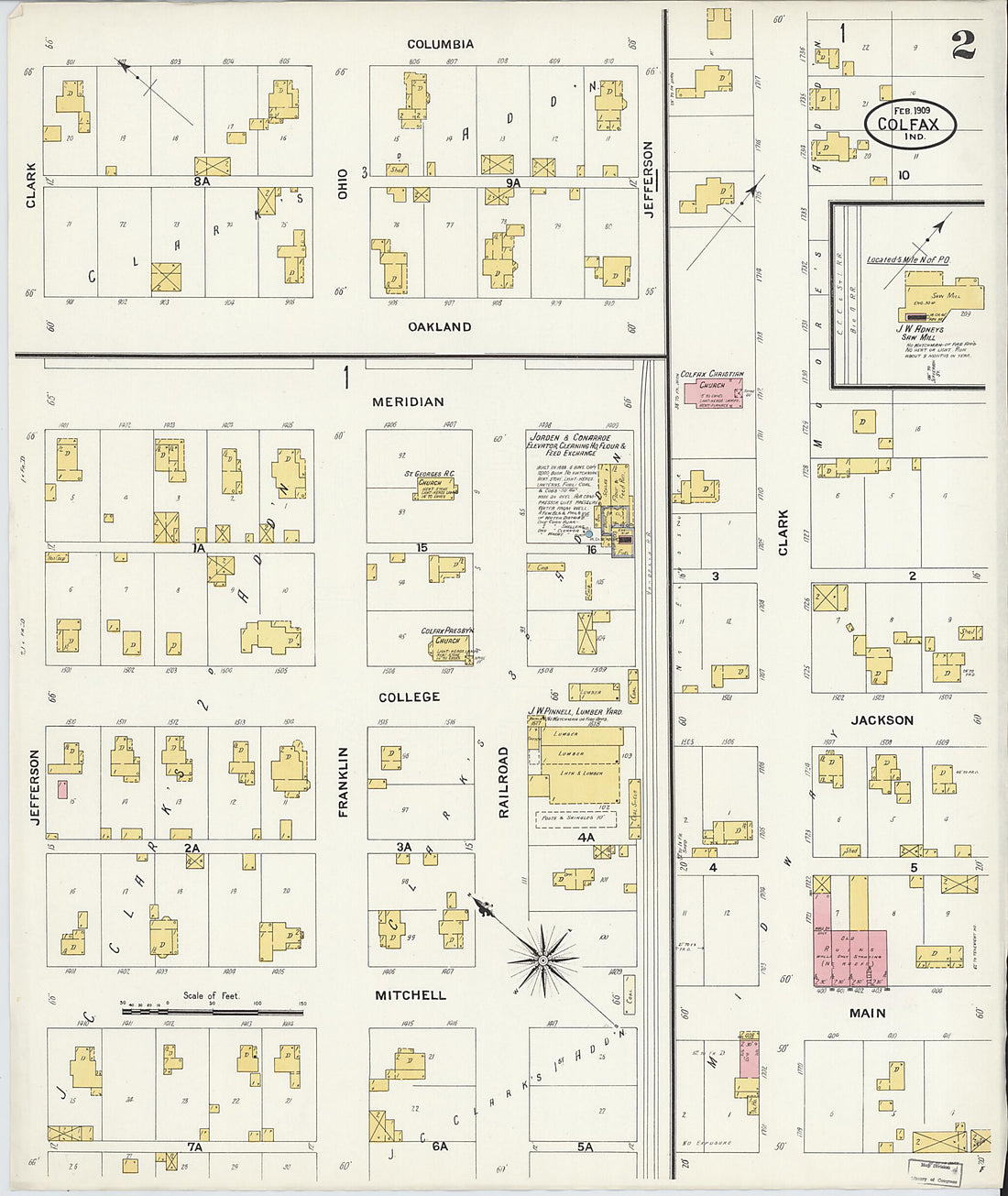 This old map of Colfax, Clinton County, Indiana was created by Sanborn Map Company in 1909