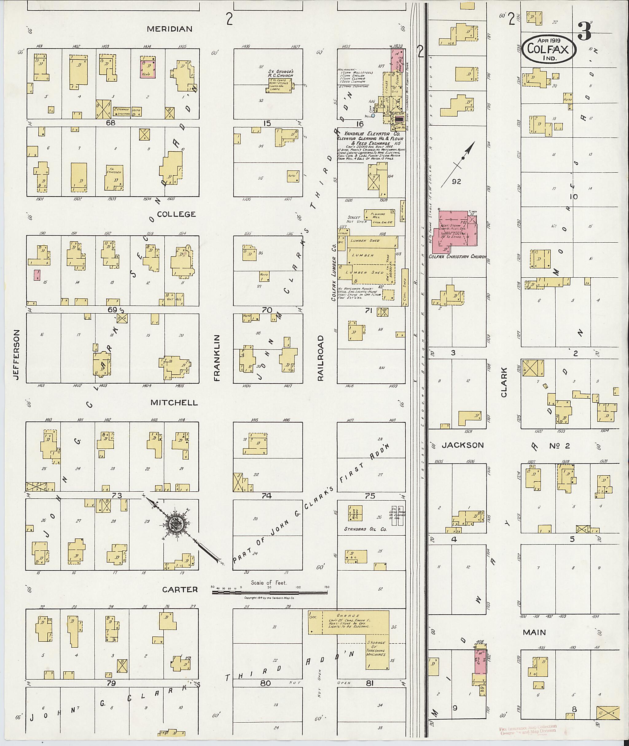 Old Map of Colfax, Clinton County, Indiana [1919] Colfax, Clinton ...