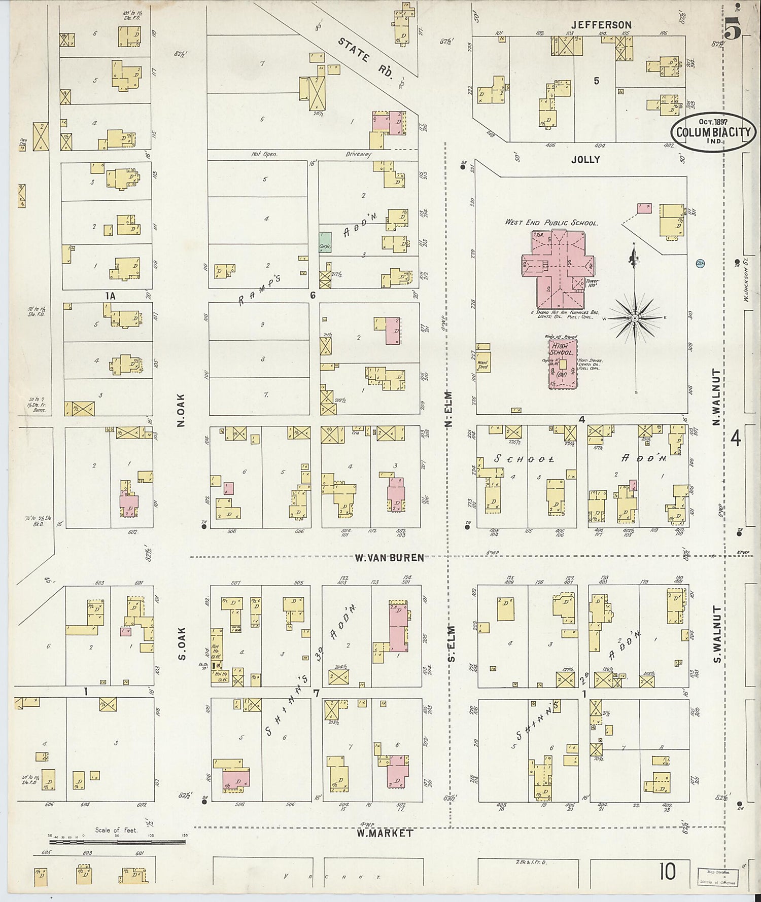 This old map of Columbia City, Whitley County, Indiana was created by Sanborn Map Company in 1897