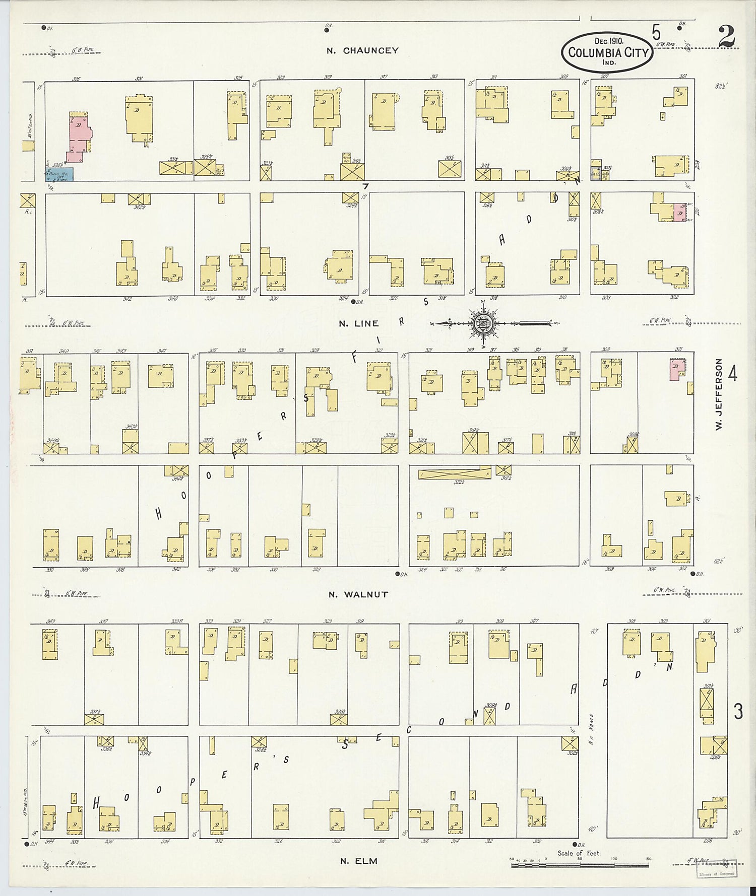 This old map of Columbia City, Whitley County, Indiana was created by Sanborn Map Company in 1910