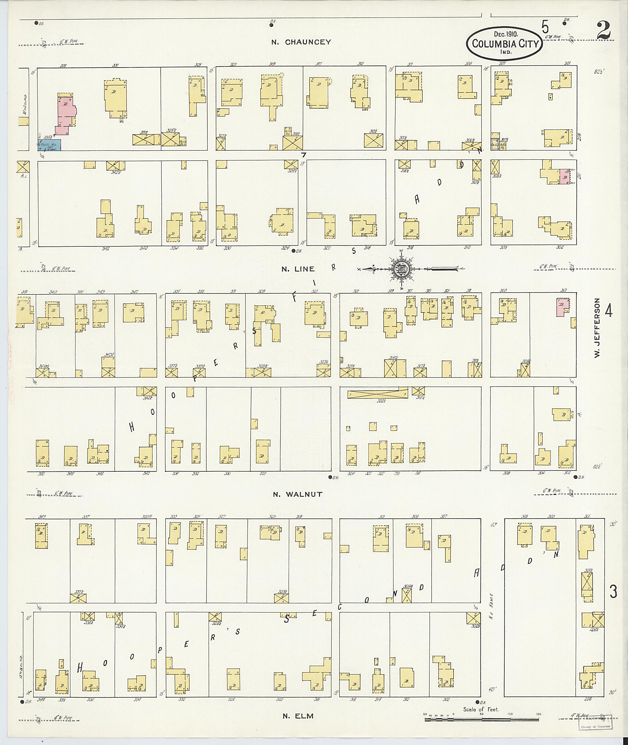 This old map of Columbia City, Whitley County, Indiana was created by Sanborn Map Company in 1910