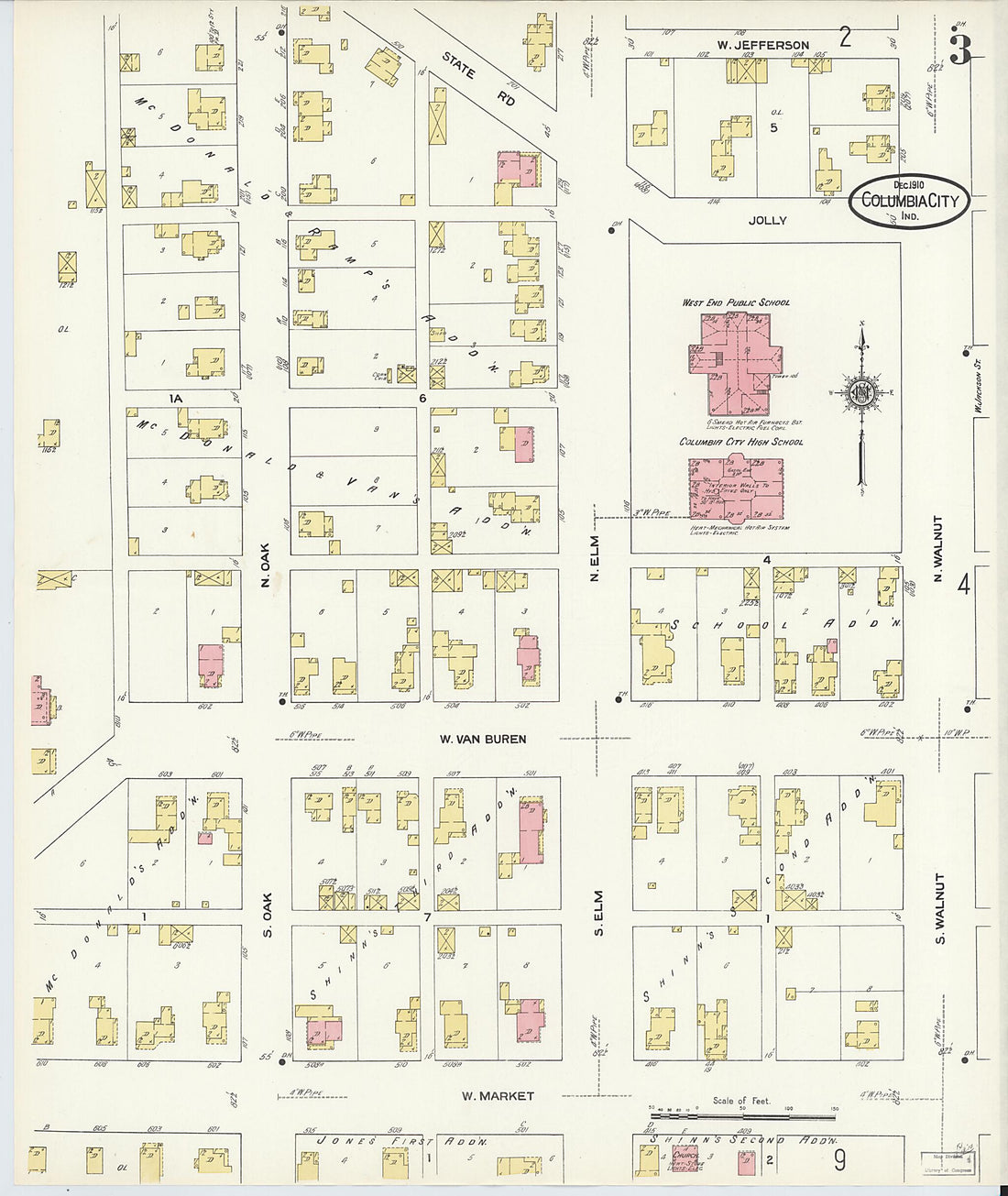 This old map of Columbia City, Whitley County, Indiana was created by Sanborn Map Company in 1910