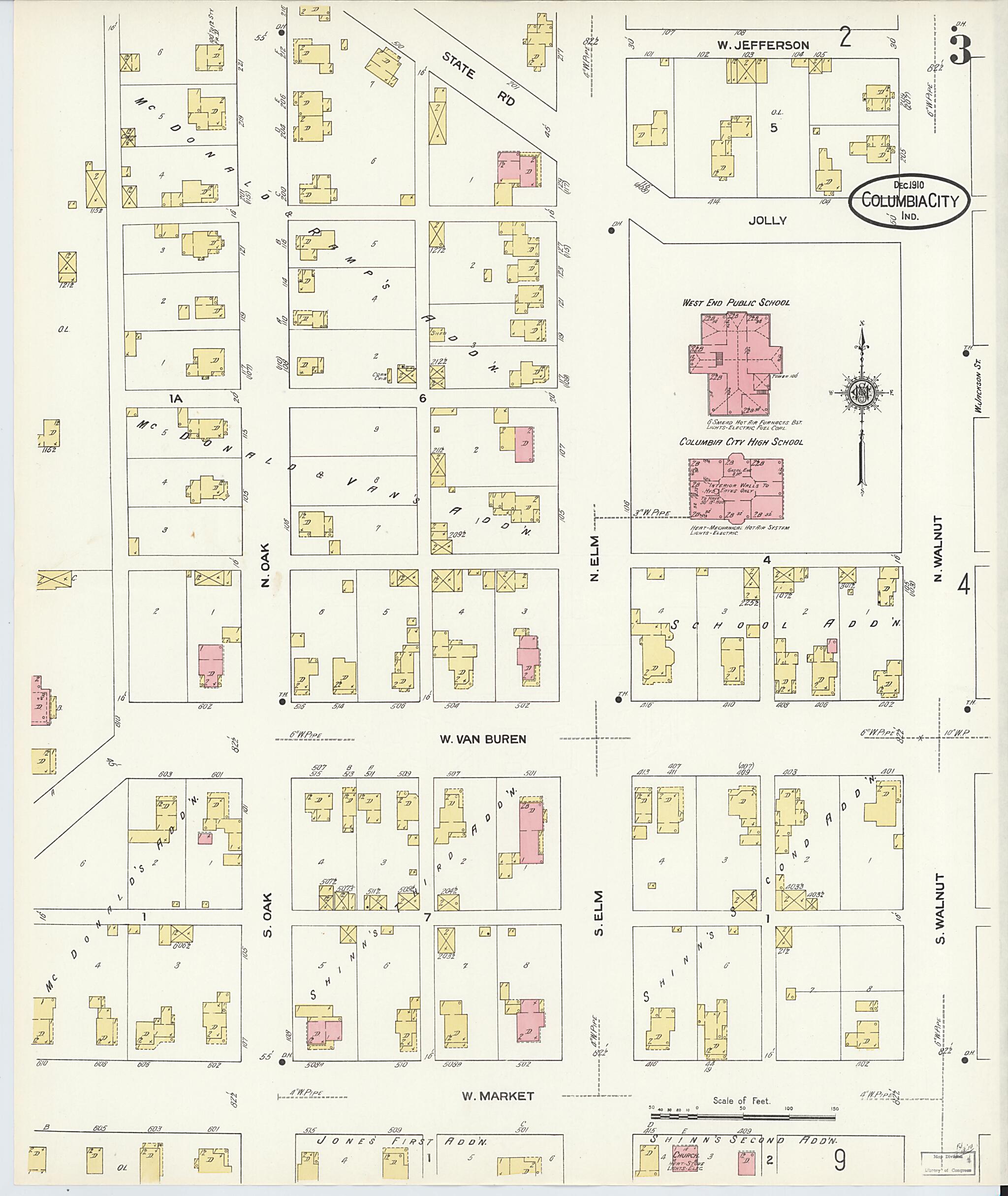 This old map of Columbia City, Whitley County, Indiana was created by Sanborn Map Company in 1910