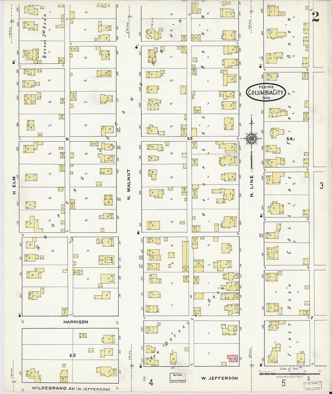 This old map of Columbia City, Whitley County, Indiana was created by Sanborn Map Company in 1918