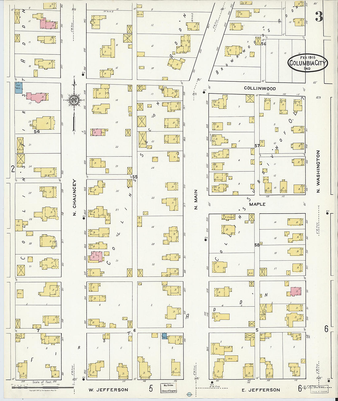 This old map of Columbia City, Whitley County, Indiana was created by Sanborn Map Company in 1918