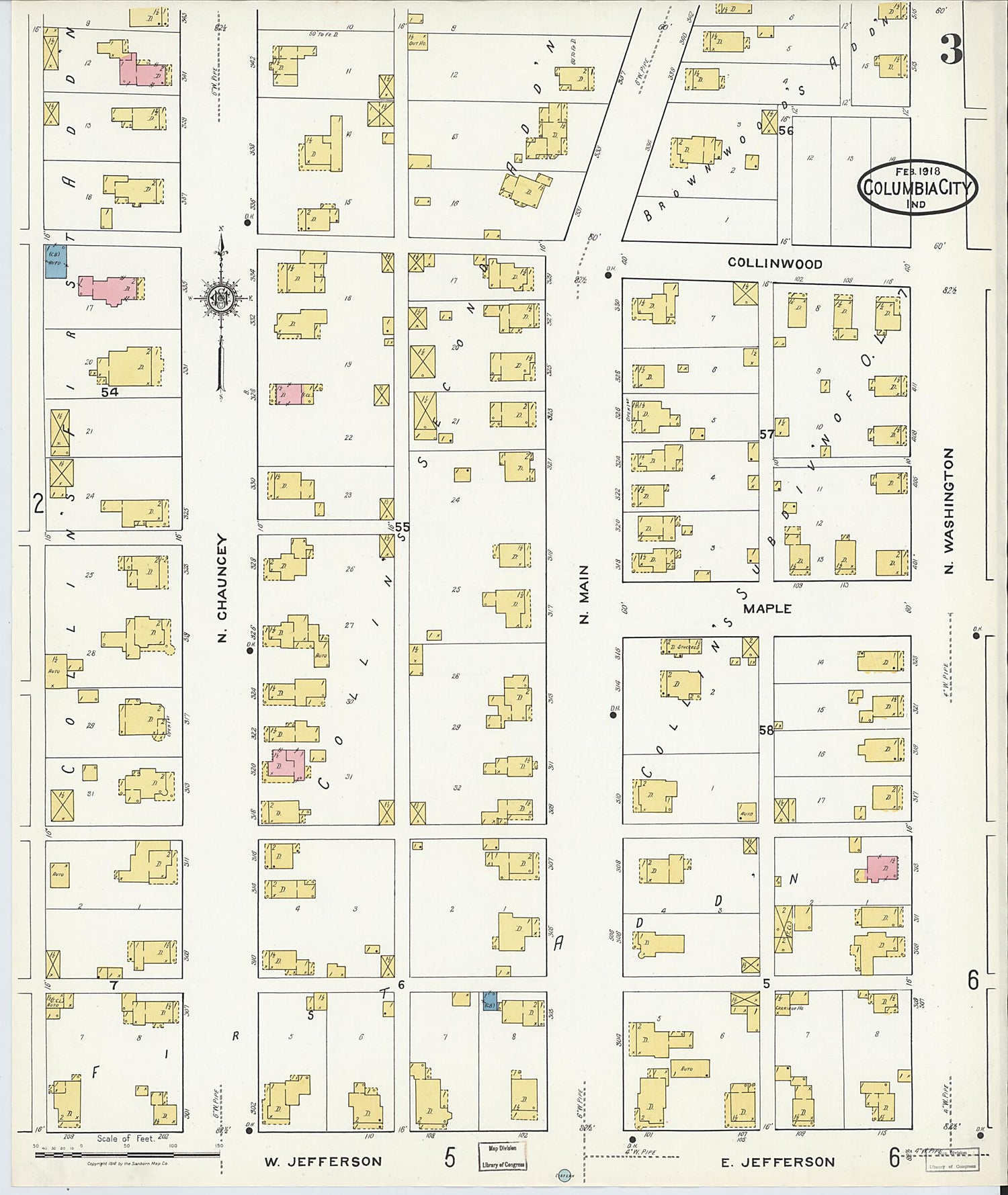 This old map of Columbia City, Whitley County, Indiana was created by Sanborn Map Company in 1918