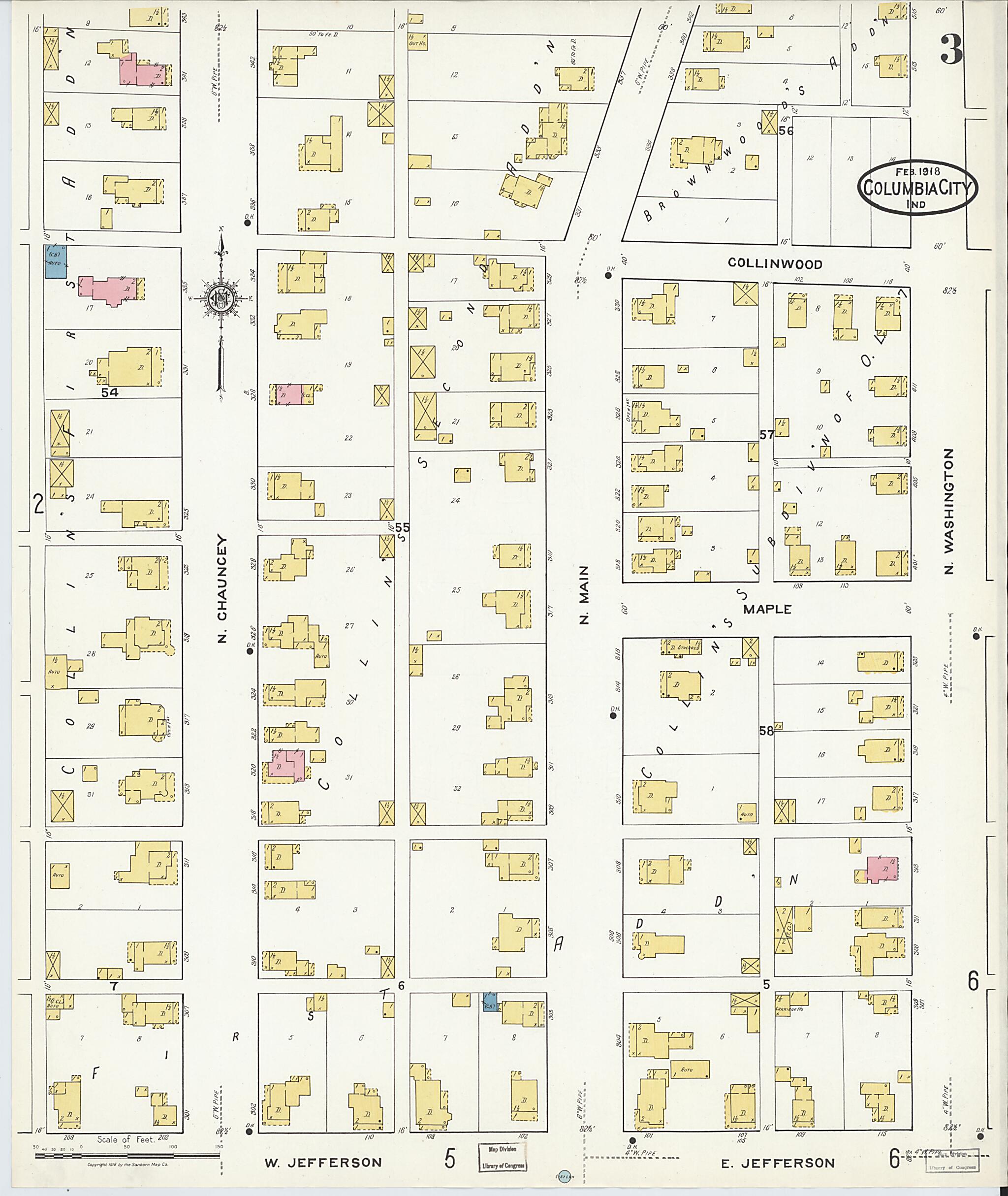 This old map of Columbia City, Whitley County, Indiana was created by Sanborn Map Company in 1918