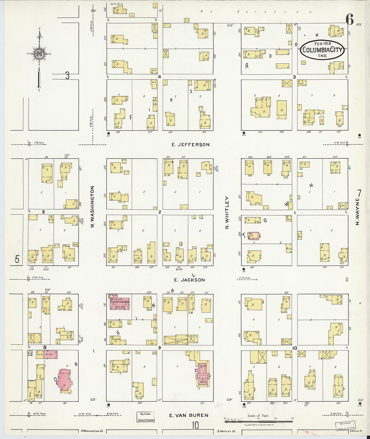 This old map of Columbia City, Whitley County, Indiana was created by Sanborn Map Company in 1918