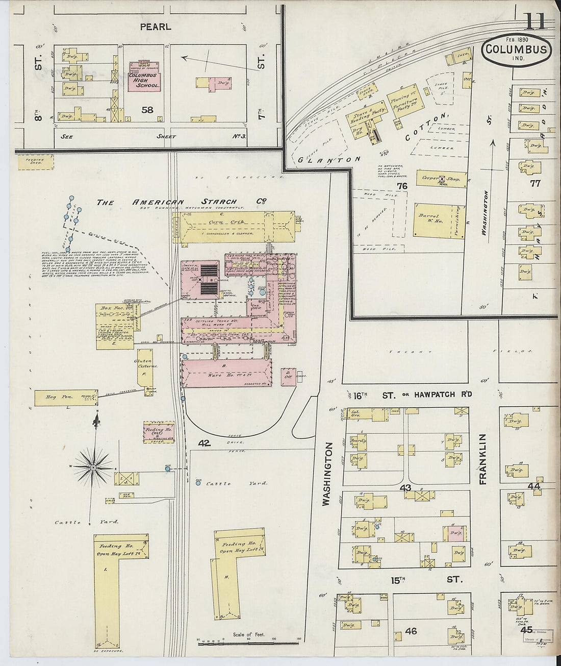 This old map of Columbus, Bartholomew County, Indiana was created by Sanborn Map Company in 1890