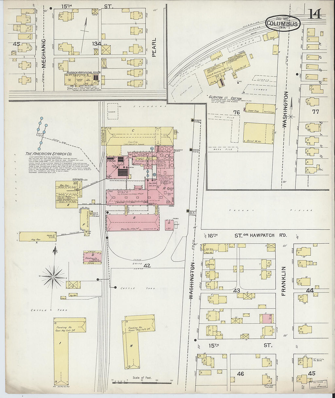 This old map of Columbus, Bartholomew County, Indiana was created by Sanborn Map Company in 1892