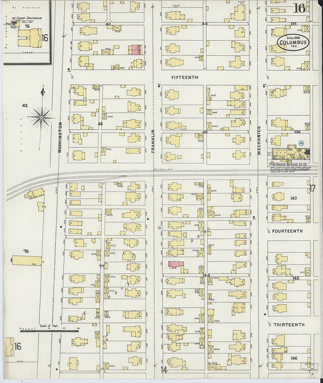 This old map of Columbus, Bartholomew County, Indiana was created by Sanborn Map Company in 1898