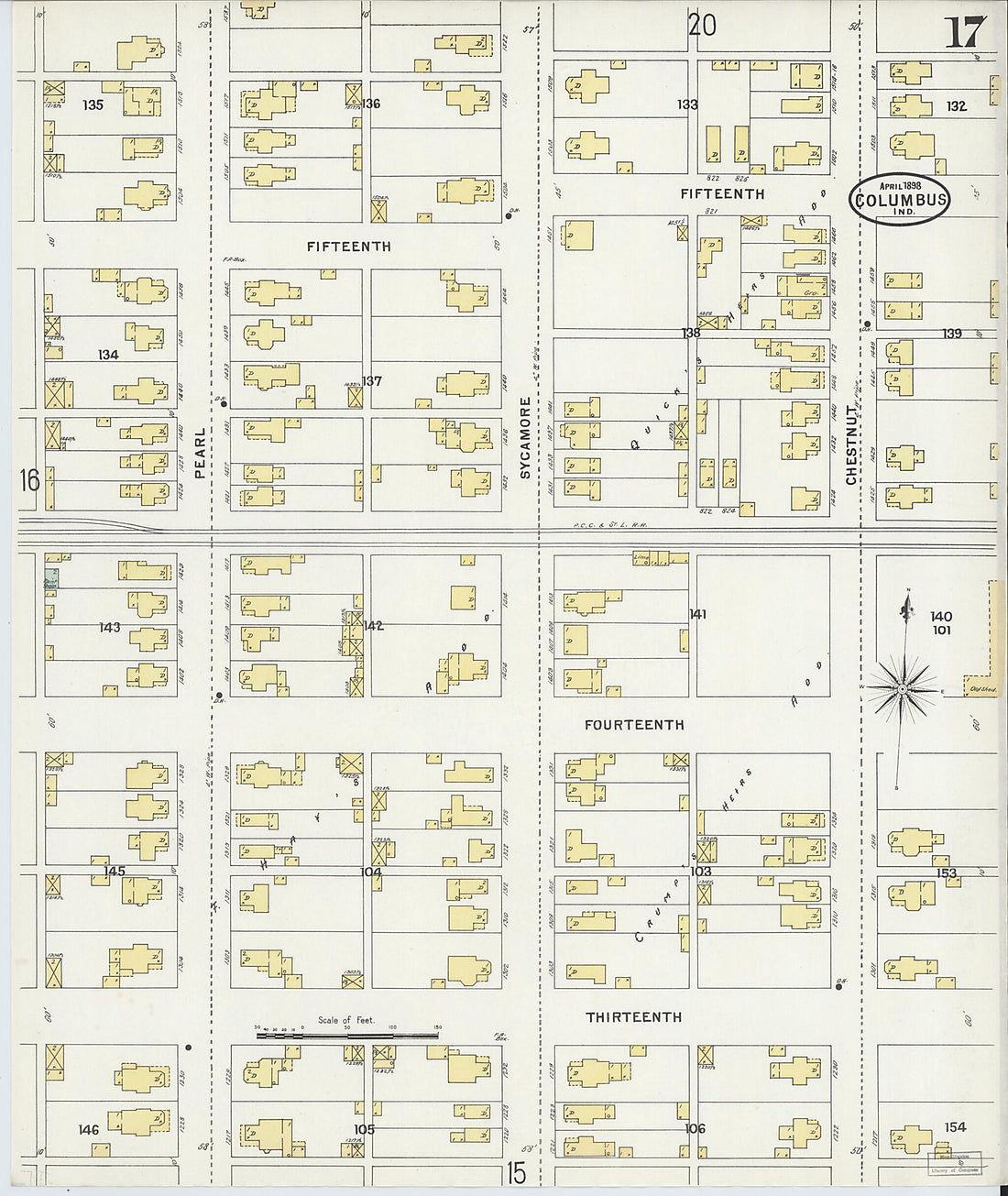 This old map of Columbus, Bartholomew County, Indiana was created by Sanborn Map Company in 1898