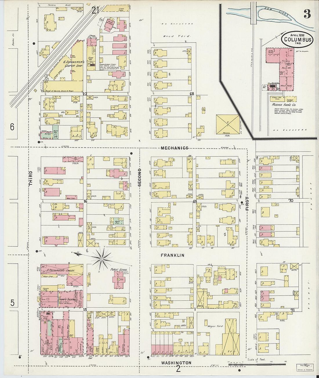 This old map of Columbus, Bartholomew County, Indiana was created by Sanborn Map Company in 1898