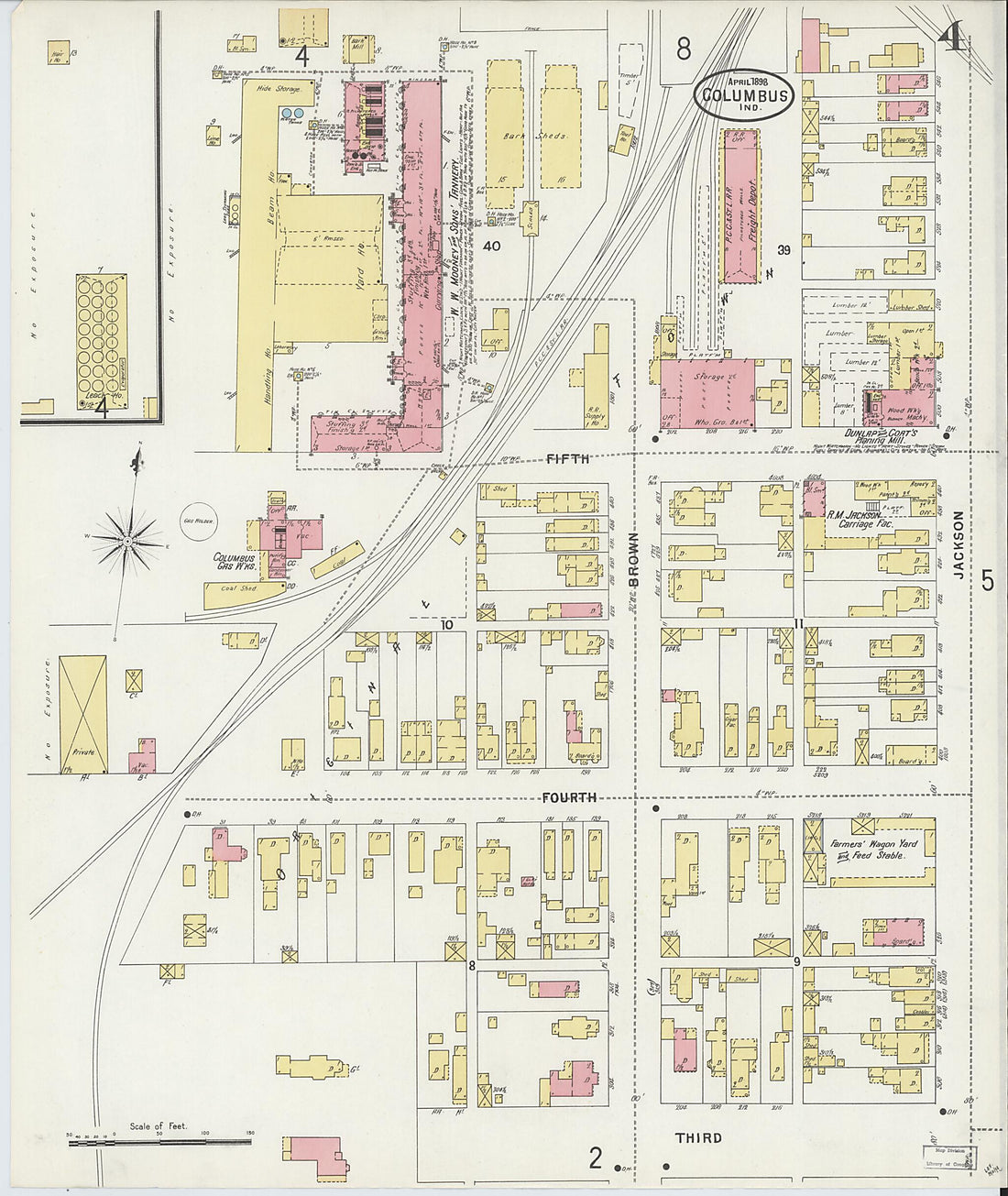 This old map of Columbus, Bartholomew County, Indiana was created by Sanborn Map Company in 1898