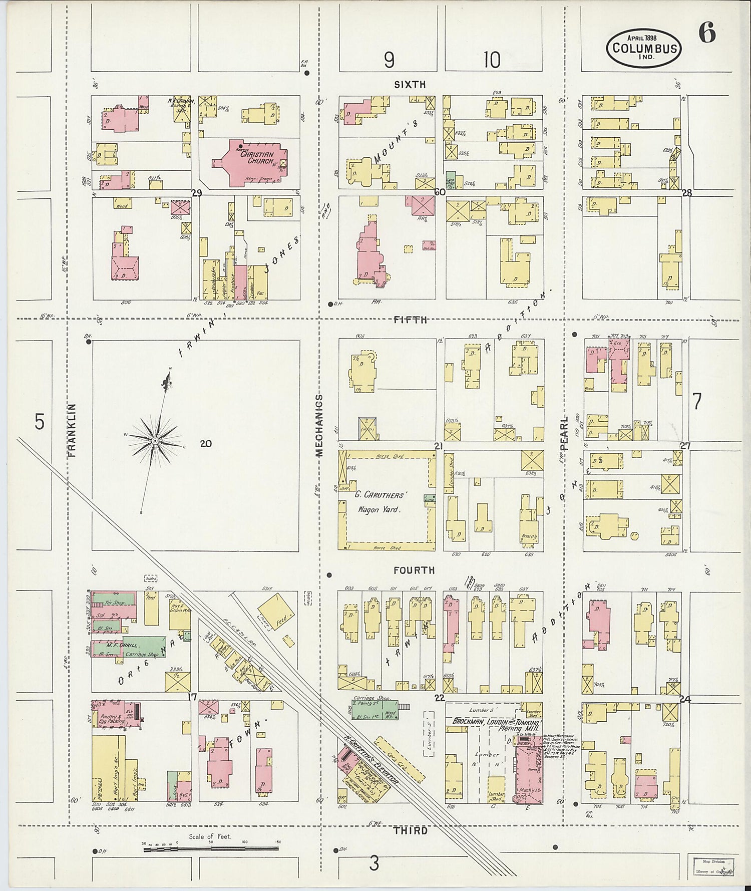 This old map of Columbus, Bartholomew County, Indiana was created by Sanborn Map Company in 1898