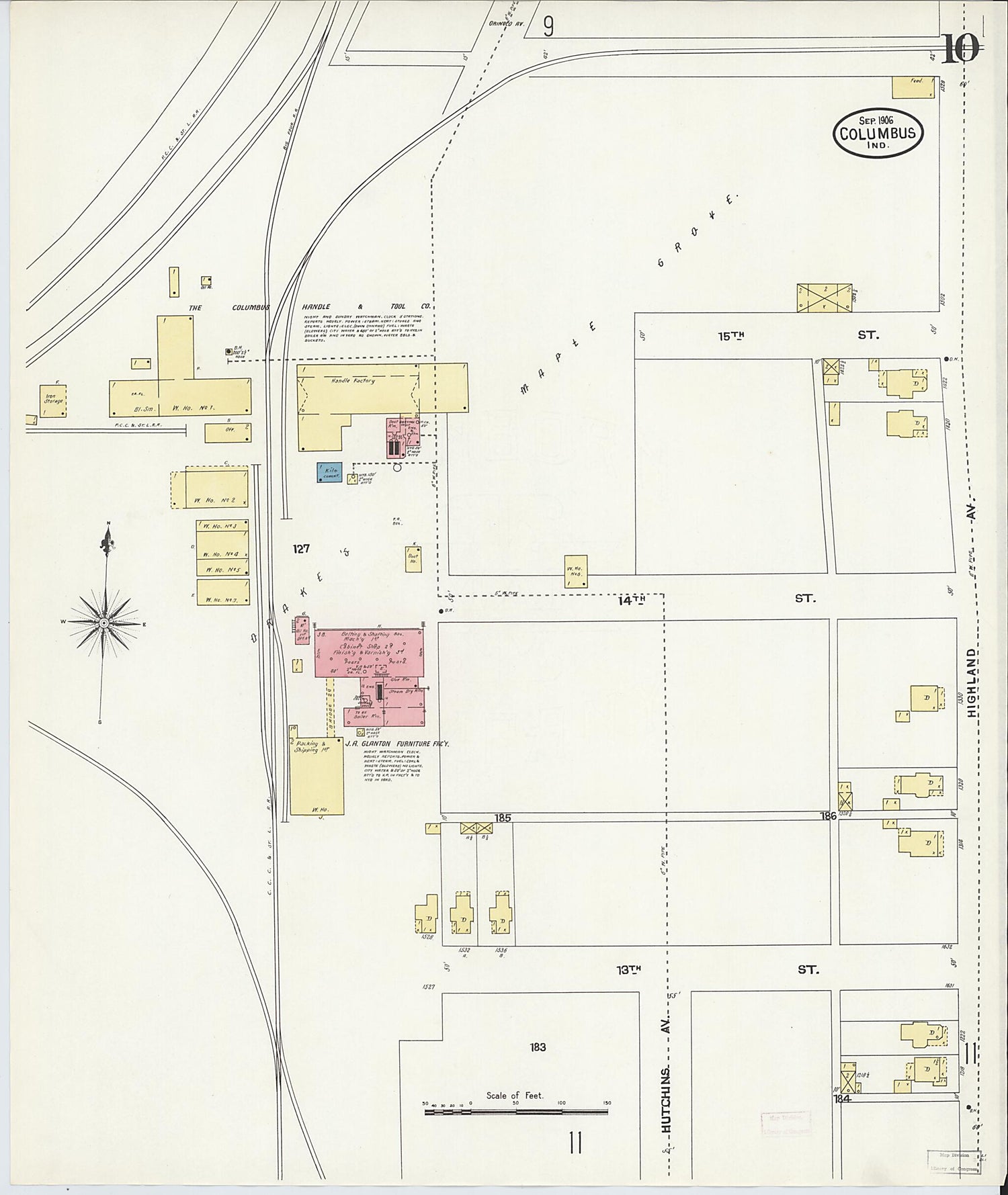 This old map of Columbus, Bartholomew County, Indiana was created by Sanborn Map Company in 1906