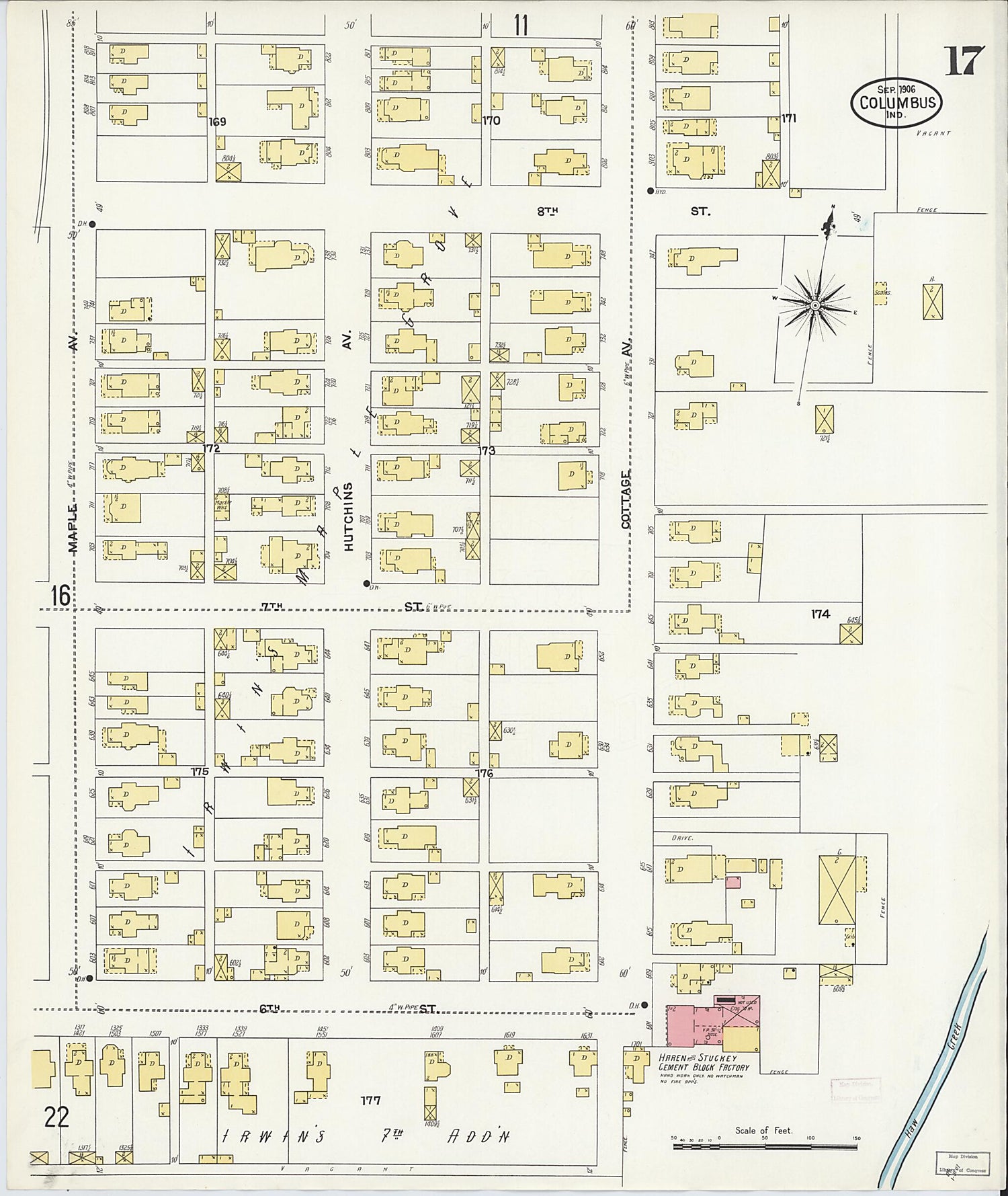 Columbus, Bartholomew County, Indiana 1906 (Sheet 17 of 26) by Relic Map Company