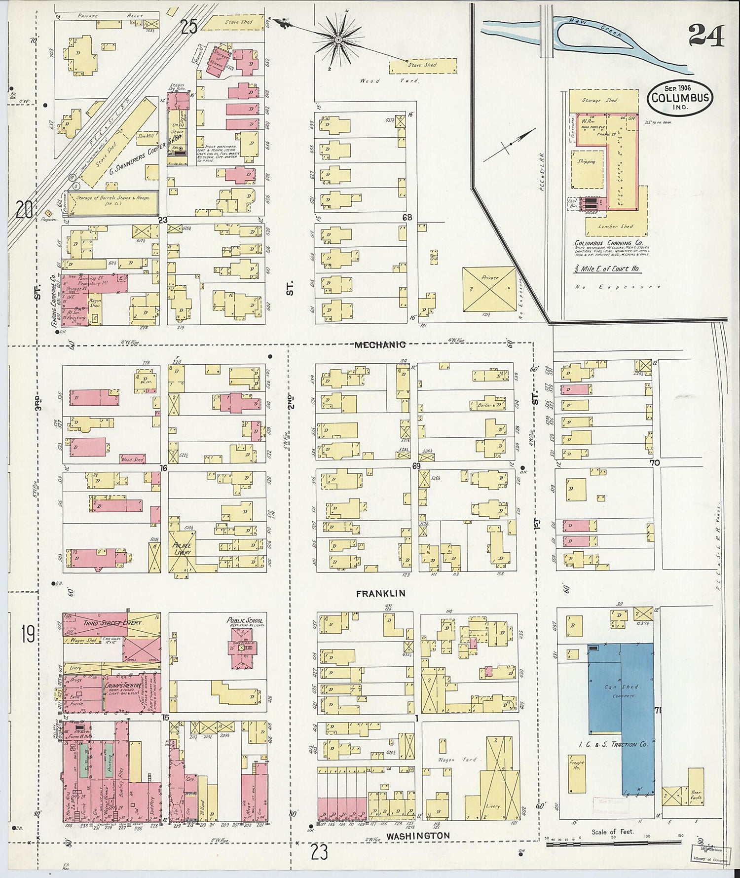 Columbus, Bartholomew County, Indiana 1906 (Sheet 24 of 26) by Relic Map Company