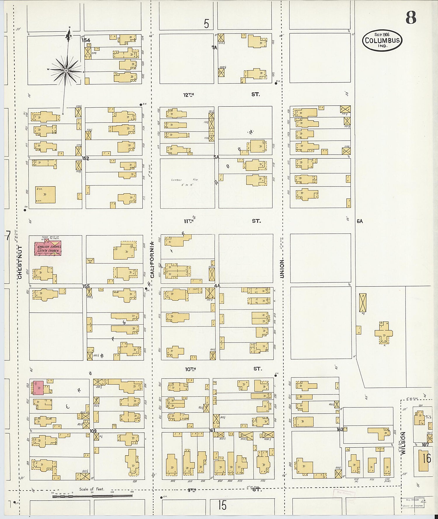 Columbus, Bartholomew County, Indiana 1906 (Sheet 8 of 26) by Relic Map Company