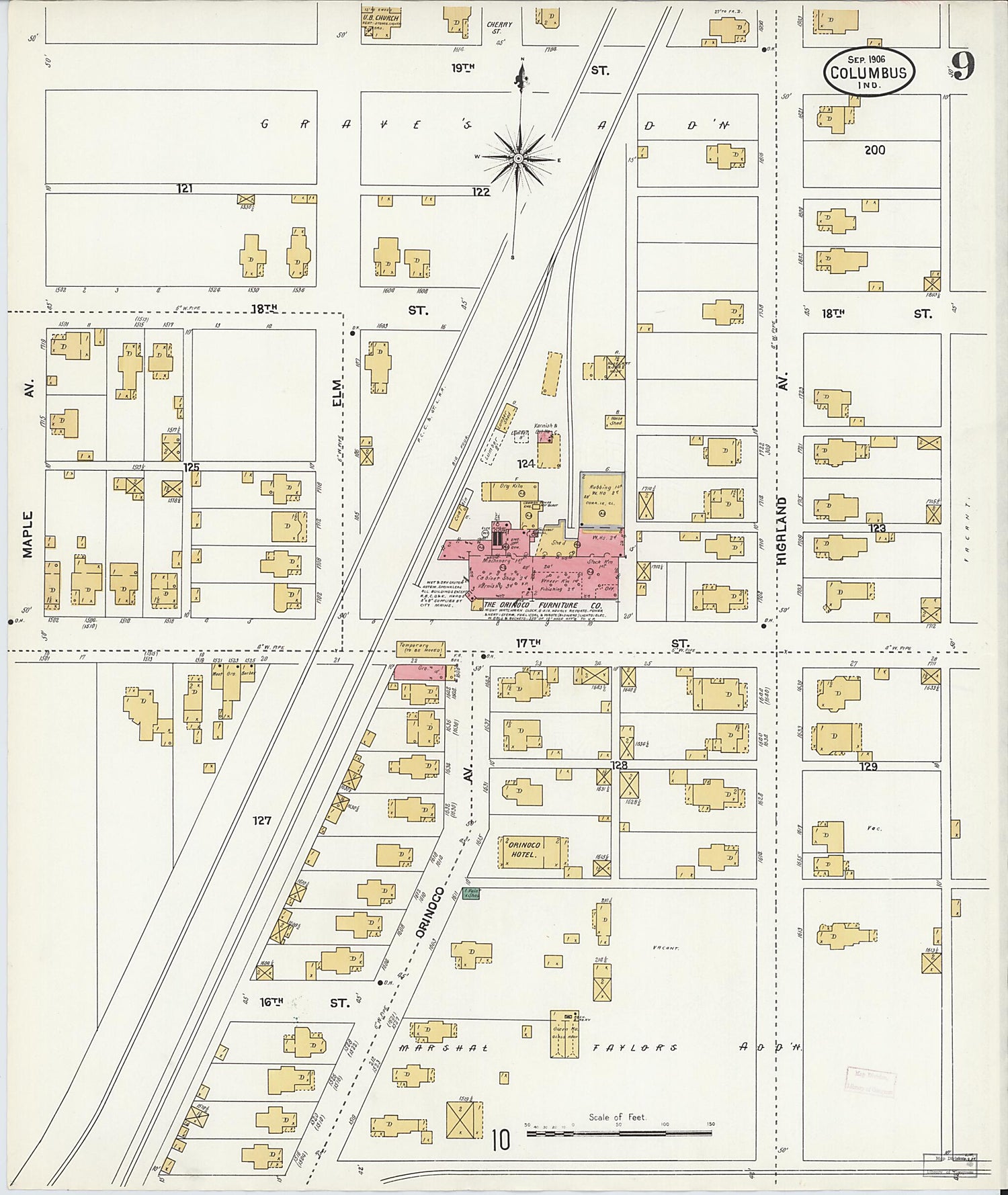 Columbus, Bartholomew County, Indiana 1906 (Sheet 9 of 26) by Relic Map Company