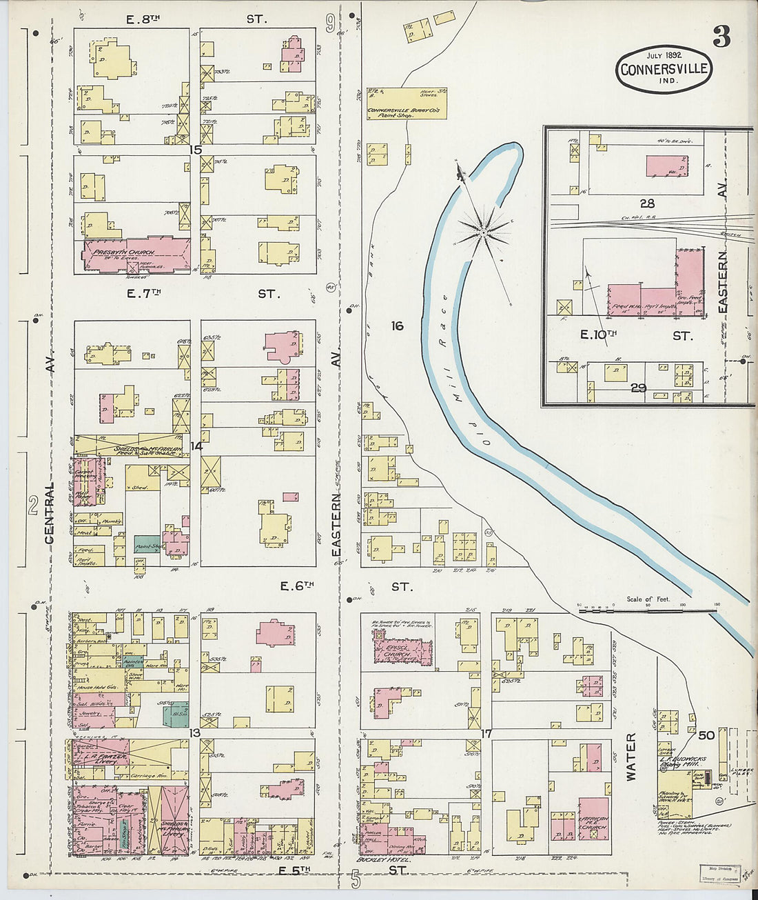 This old map of Connersville, Fayette County, Indiana was created by Sanborn Map Company in 1892