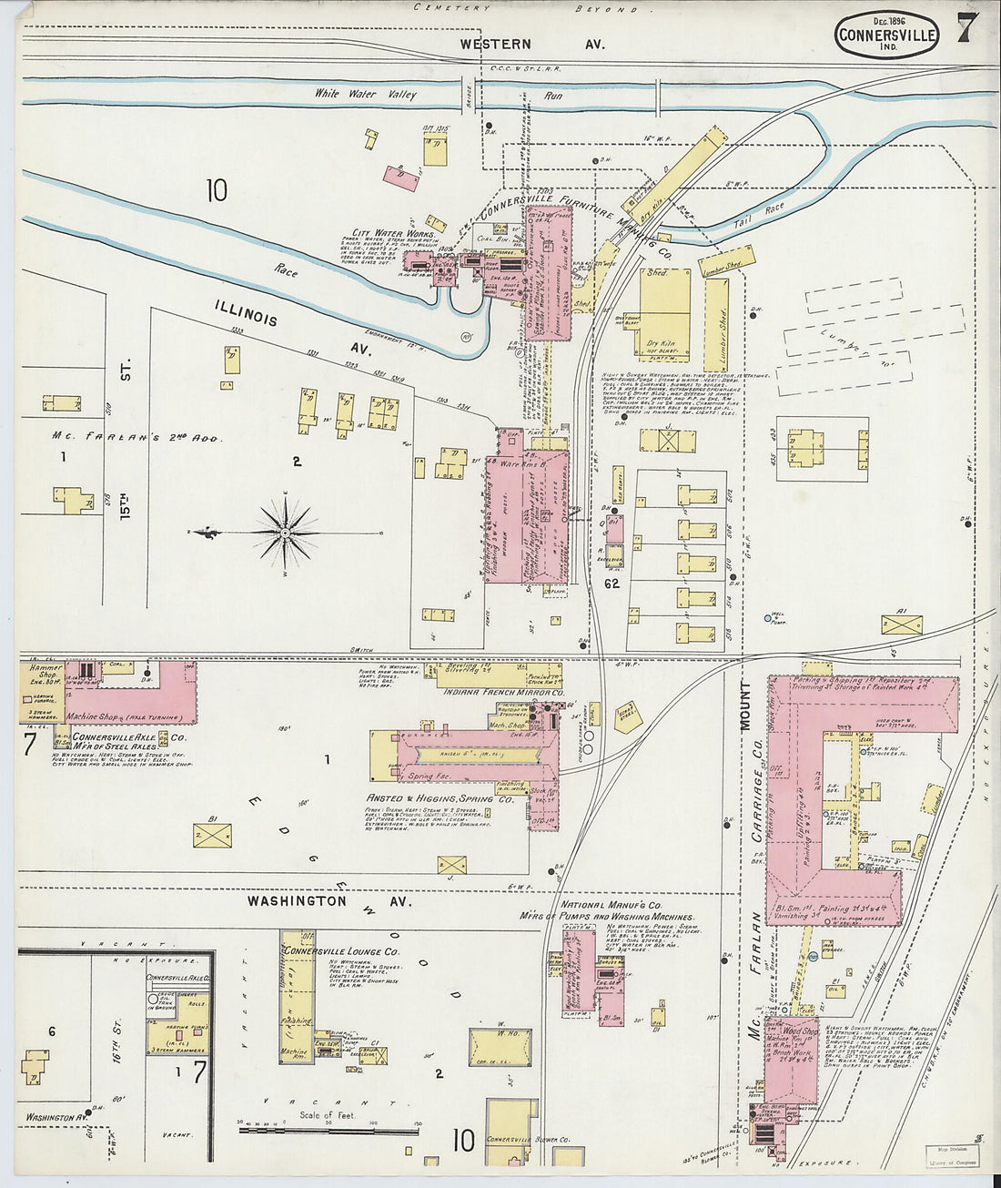 This old map of Connersville, Fayette County, Indiana was created by Sanborn Map Company in 1896