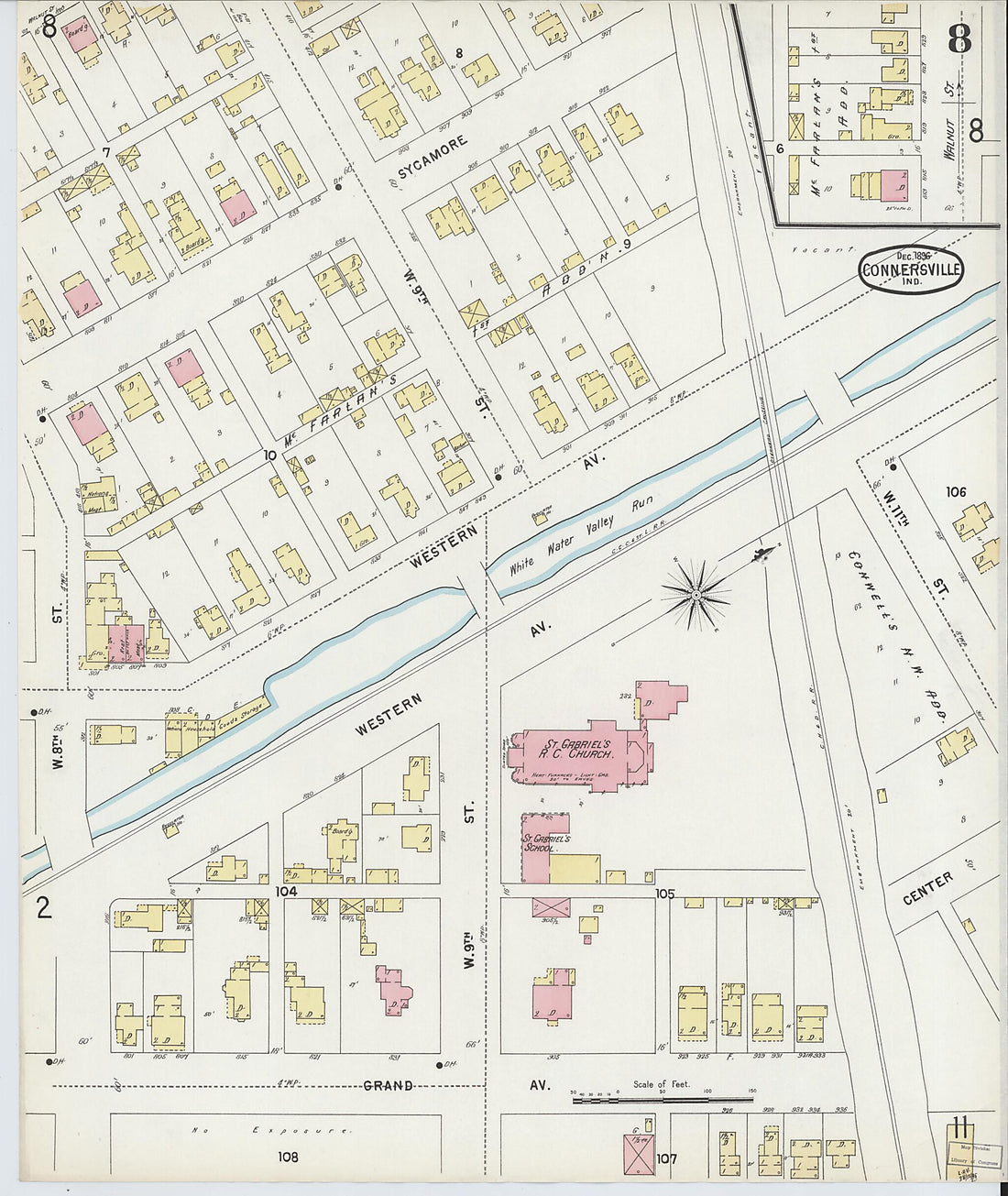 This old map of Connersville, Fayette County, Indiana was created by Sanborn Map Company in 1896