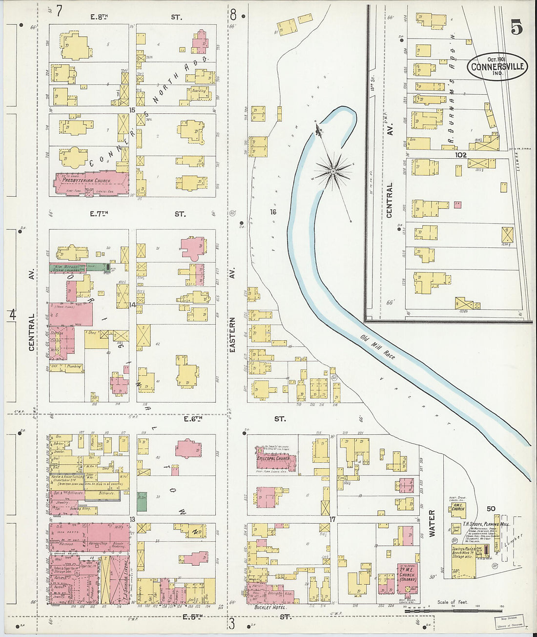 This old map of Connersville, Fayette County, Indiana was created by Sanborn Map Company in 1901