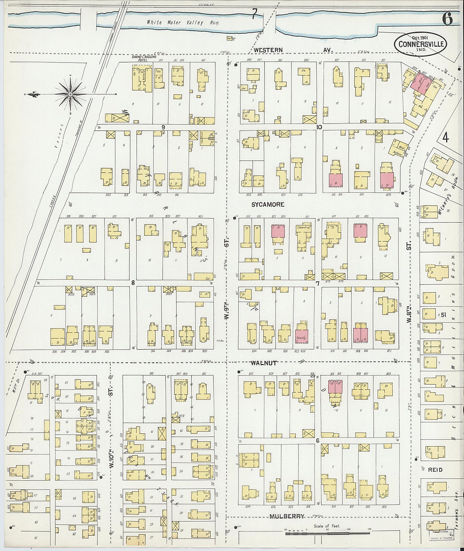 This old map of Connersville, Fayette County, Indiana was created by Sanborn Map Company in 1901