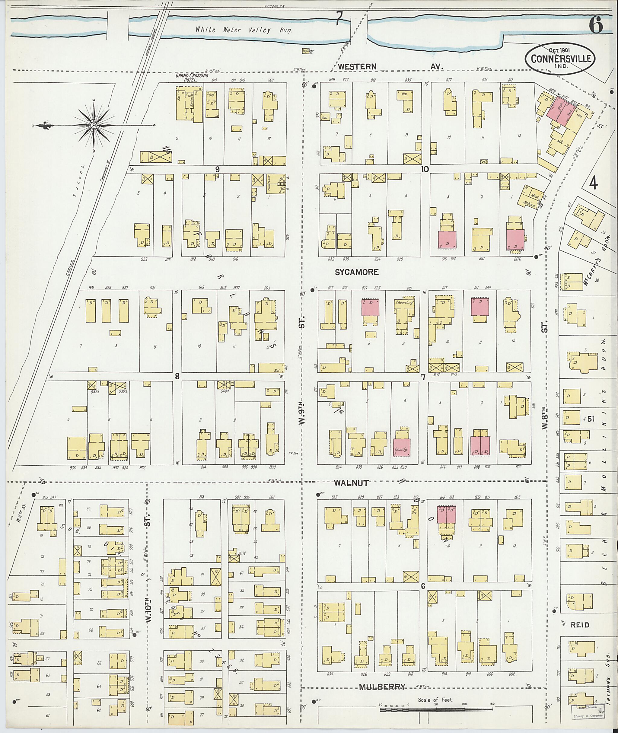 This old map of Connersville, Fayette County, Indiana was created by Sanborn Map Company in 1901