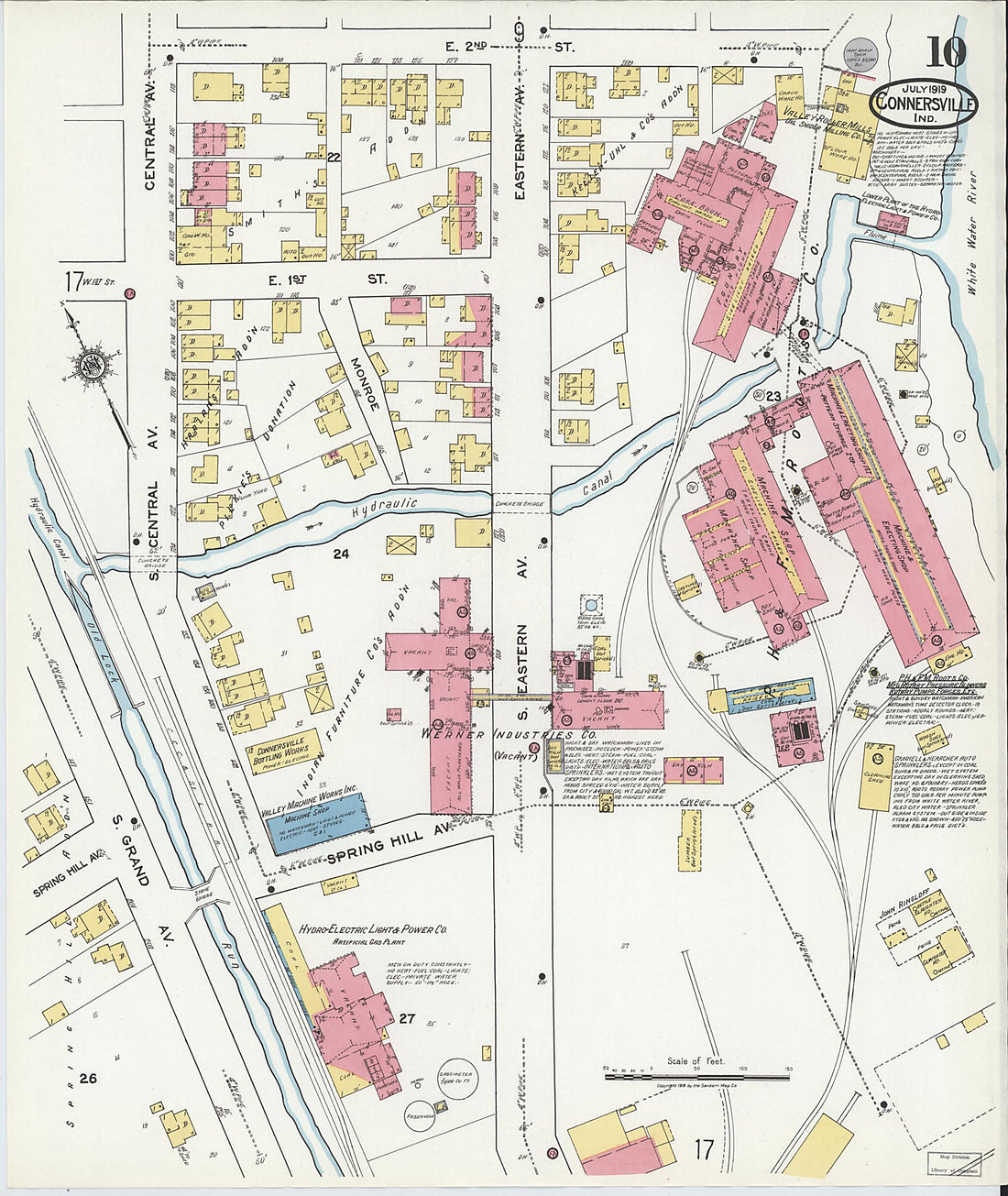 This old map of East Connersville, Fayette County, Indiana was created by Sanborn Map Company in 1919