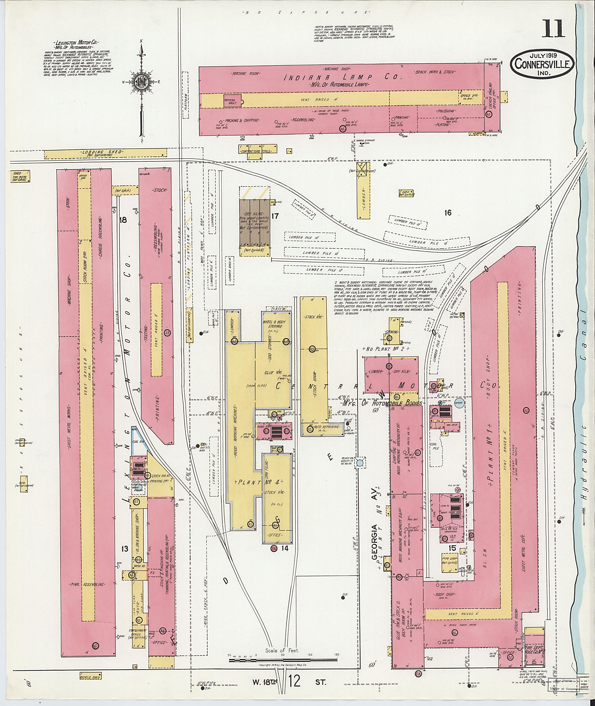 This old map of East Connersville, Fayette County, Indiana was created by Sanborn Map Company in 1919