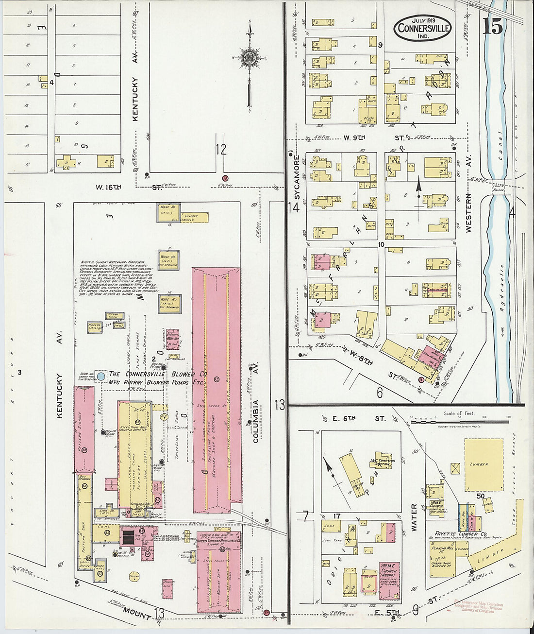 This old map of East Connersville, Fayette County, Indiana was created by Sanborn Map Company in 1919